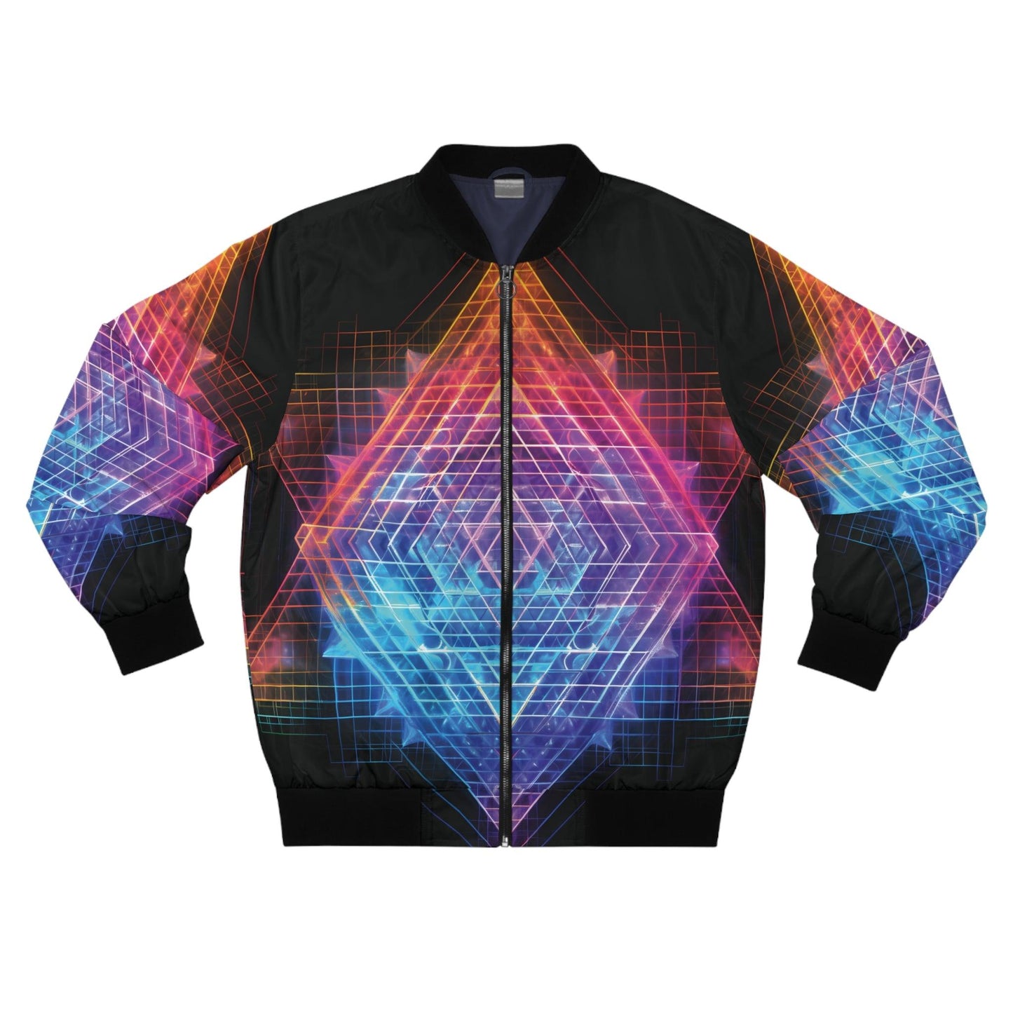 Alchemystics Sri Yantra by Meta Zen - Unisex Zip Bomber Jacket (AOP) - Alchemystics.org