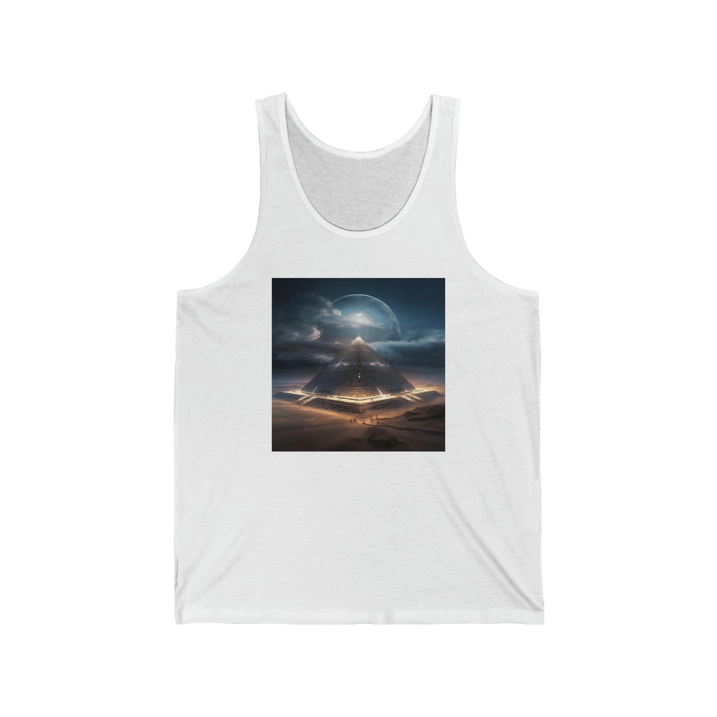 Cameron's Journey to the Eclipse at The Egyptian Pyramids - Visionary Psychedelic Ai Art Men's and Women's Unisex Tank Top for Festival and Street Wear - Alchemystics.org
