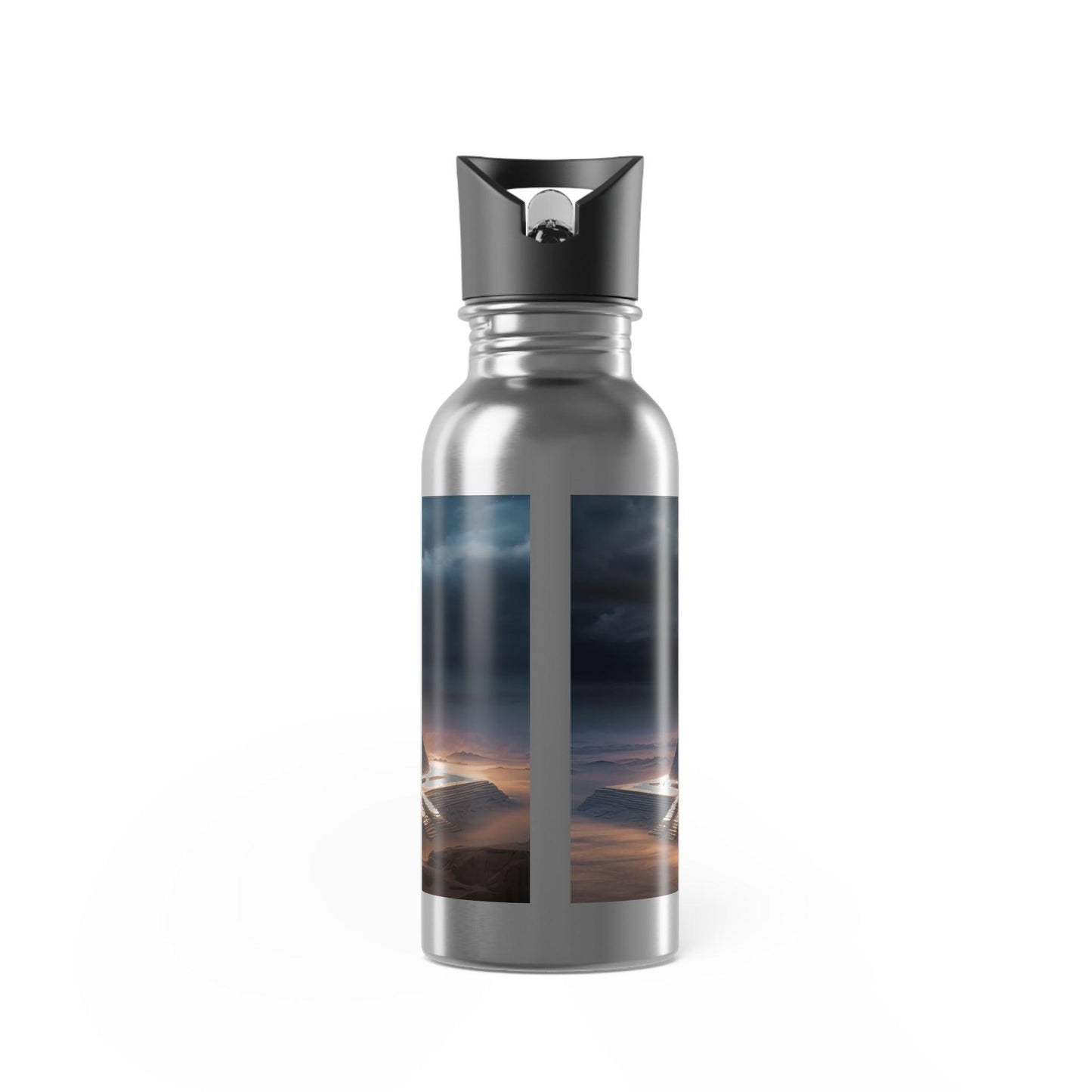 Harness the Energizing Power of the Egyptian Pyramid Eclipse Magic with Our Illuminated Stainless Steel Water Bottle with Straw 20oz - Alchemystics.org