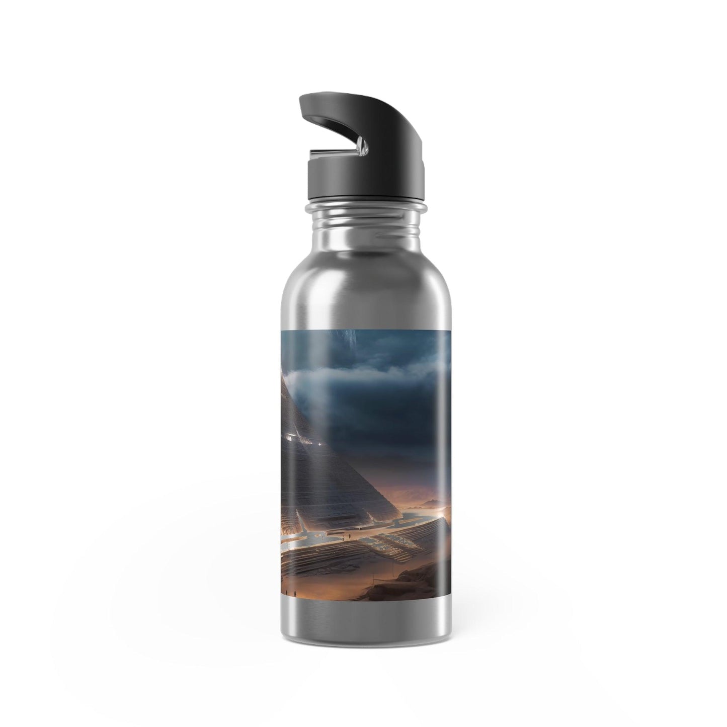 Harness the Energizing Power of the Egyptian Pyramid Eclipse Magic with Our Illuminated Stainless Steel Water Bottle with Straw 20oz - Alchemystics.org