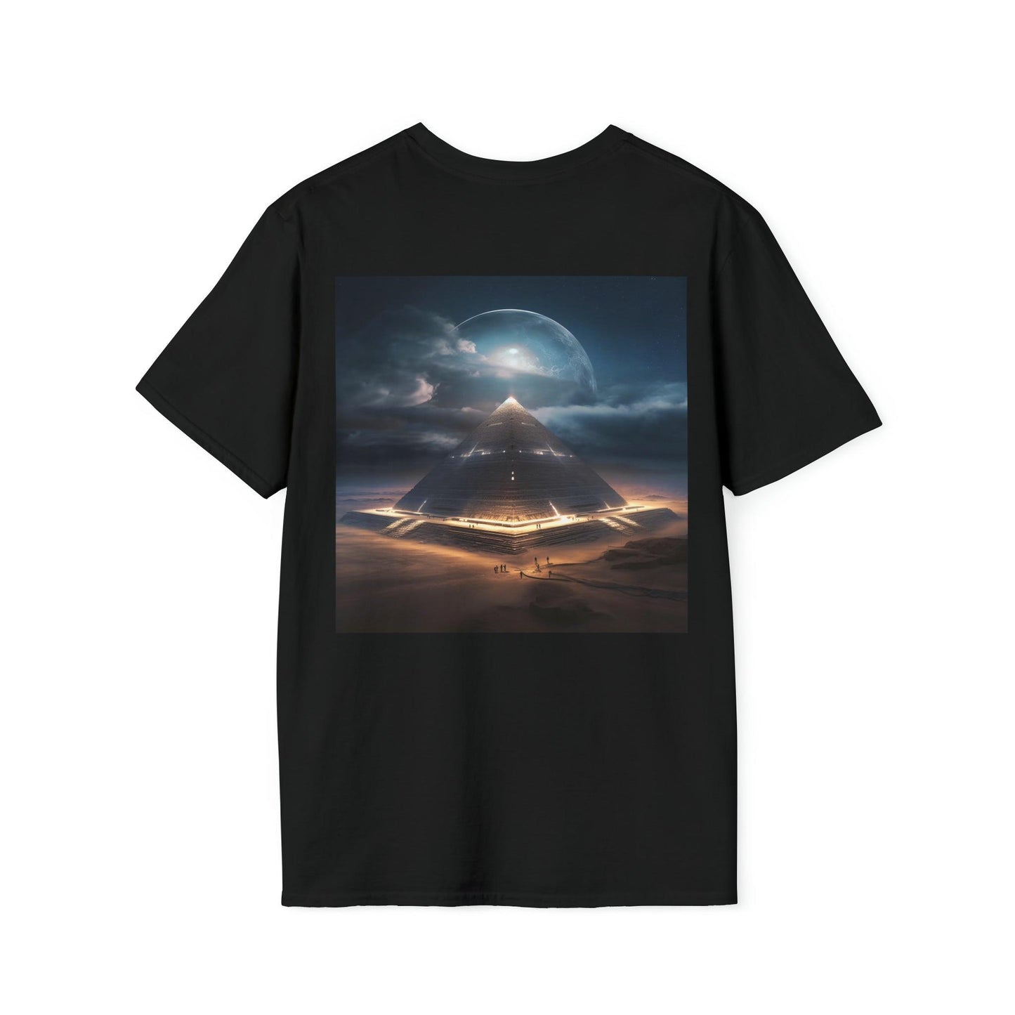 Meta Zen's Journey to the Eclipse at The Egyptian Pyramids - Visionary Psychedelic Ai Art Men's and Women's Unisex Soft Style T-Shirt for Festival and Street Wear - Alchemystics.org