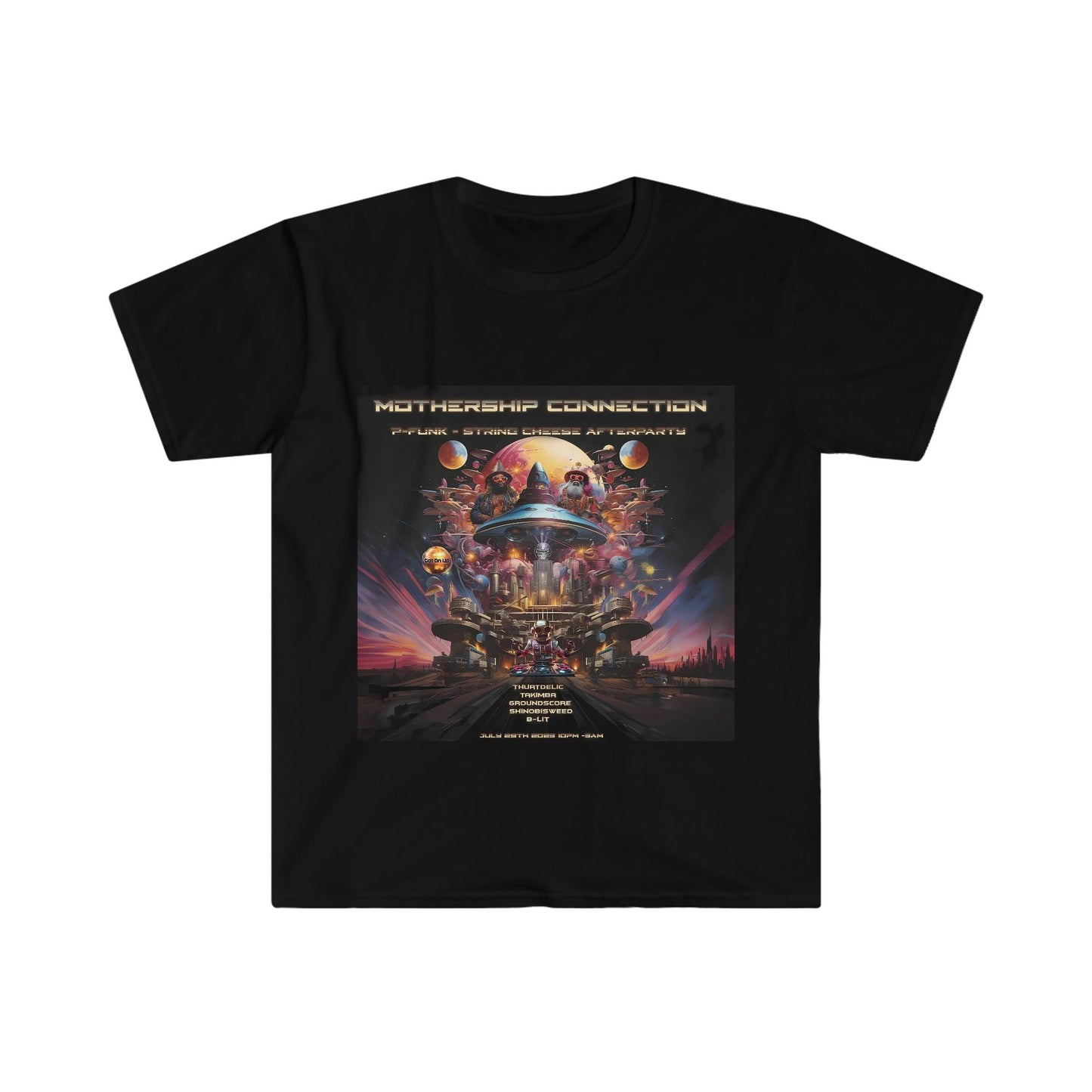 Mothership Connection Event Custom -Visionary Psychedelic Ai Art Men's and Women's Unisex Soft Style T-Shirt for Festival and Street Wear - Alchemystics.org