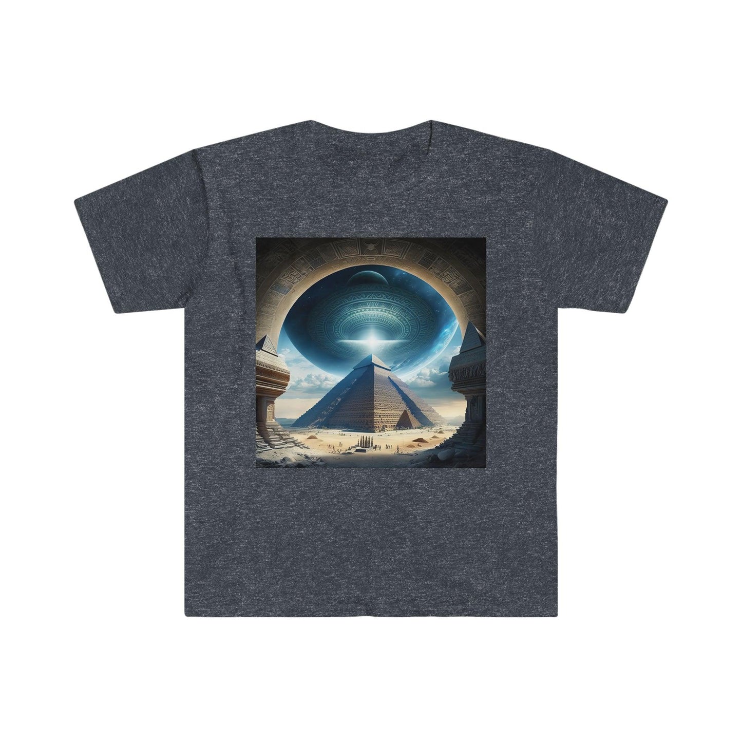 Psychedelic Ai Art Men's and Women's Unisex T-Shirt for Festival and Street Wear Pyramids v5.1 - Alchemystics.org