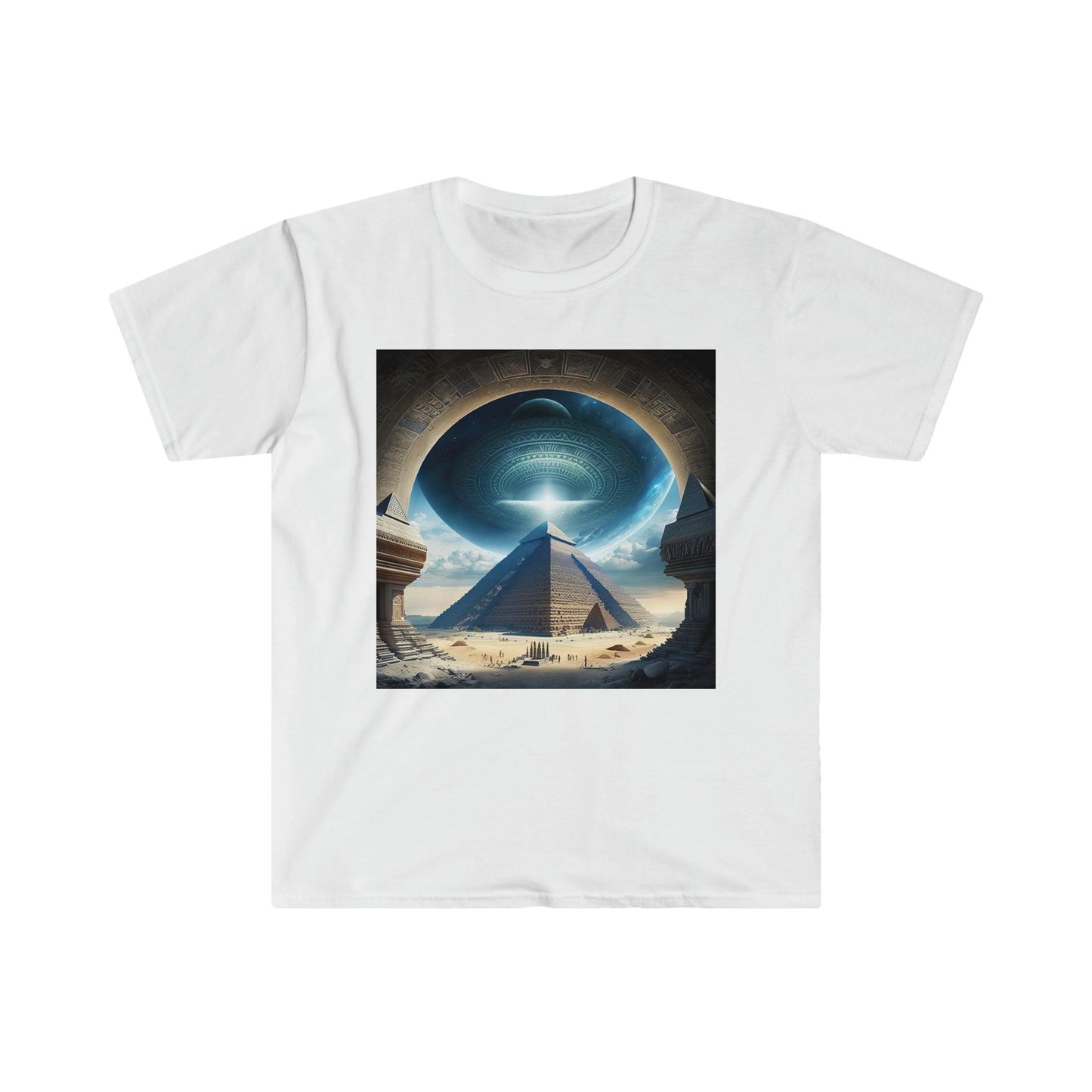 Psychedelic Ai Art Men's and Women's Unisex T-Shirt for Festival and Street Wear Pyramids v5.1 - Alchemystics.org