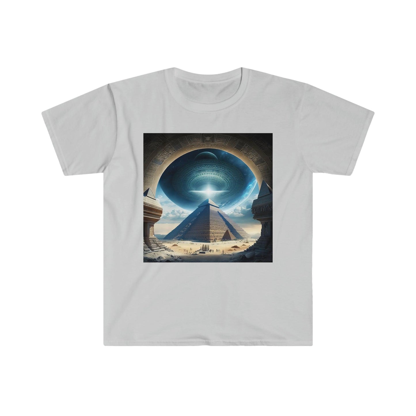 Psychedelic Ai Art Men's and Women's Unisex T-Shirt for Festival and Street Wear Pyramids v5.1 - Alchemystics.org