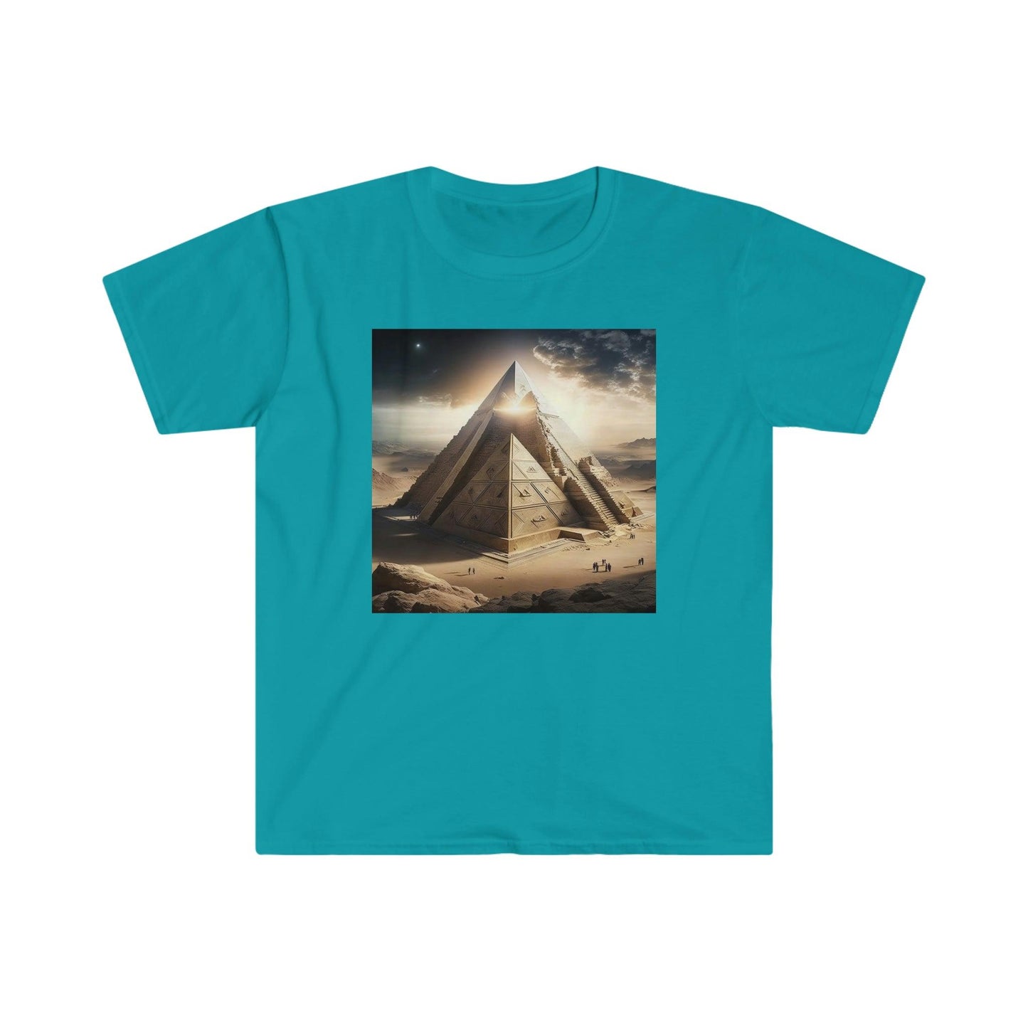 Pyramid Eclipse UFO Men's and Women's Unisex T-Shirt for Festival and Street Wear AI Digital Art v4.0 - Alchemystics.org