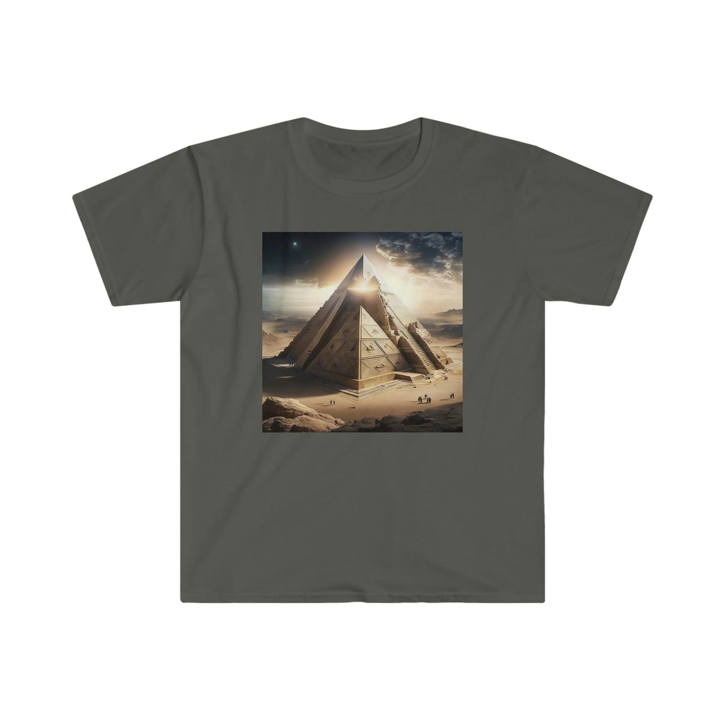 Pyramid Eclipse UFO Men's and Women's Unisex T-Shirt for Festival and Street Wear AI Digital Art v4.0 - Alchemystics.org