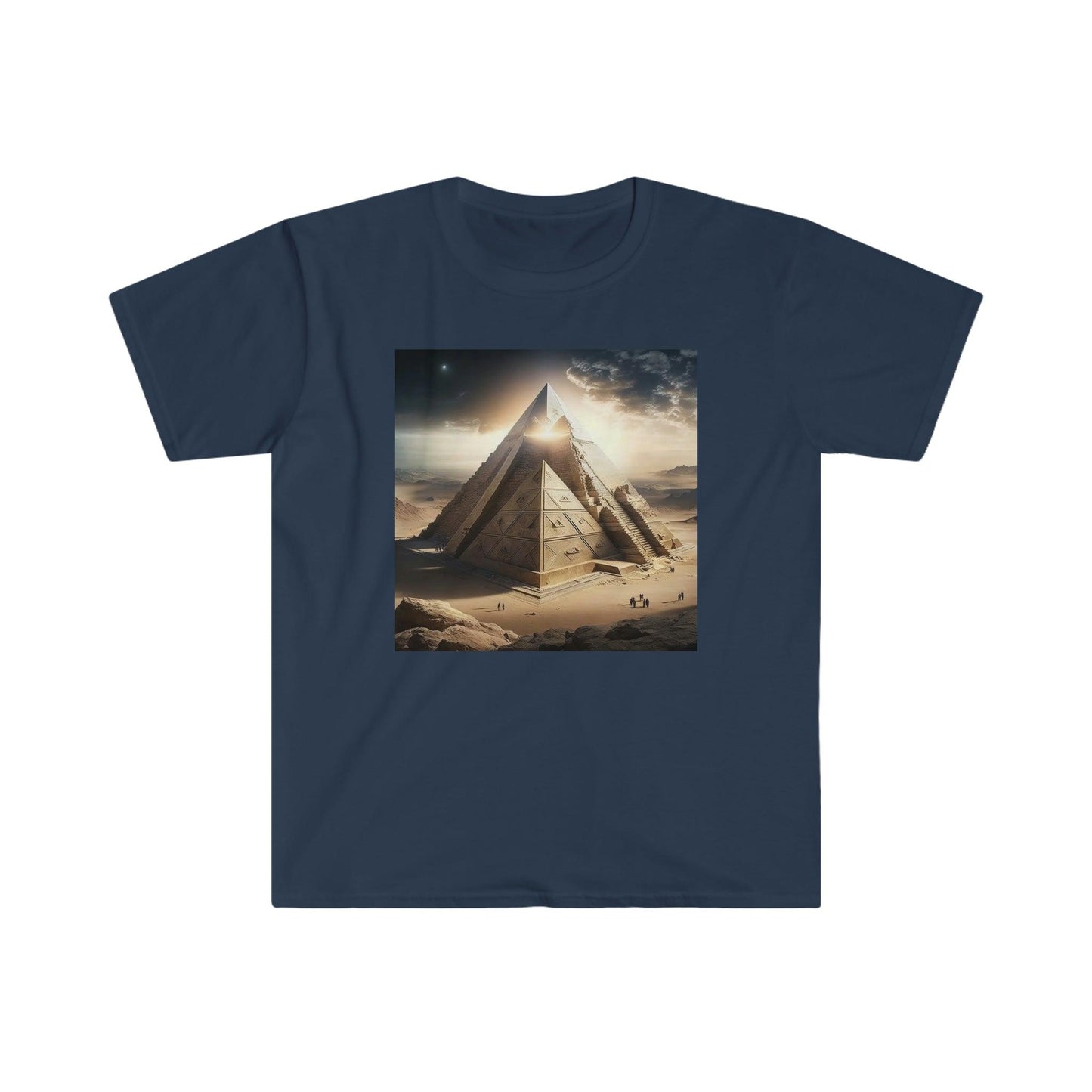 Pyramid Eclipse UFO Men's and Women's Unisex T-Shirt for Festival and Street Wear AI Digital Art v4.0 - Alchemystics.org