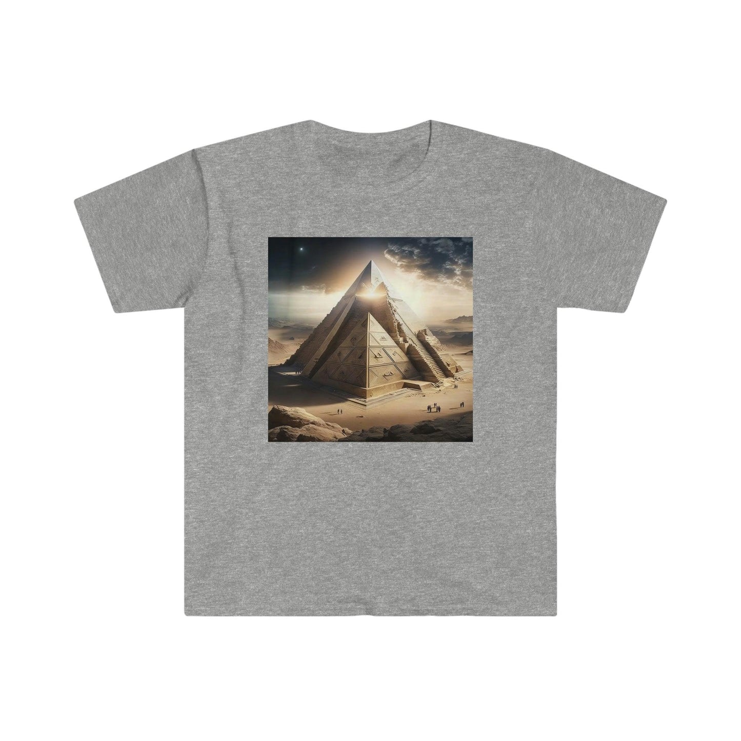 Pyramid Eclipse UFO Men's and Women's Unisex T-Shirt for Festival and Street Wear AI Digital Art v4.0 - Alchemystics.org