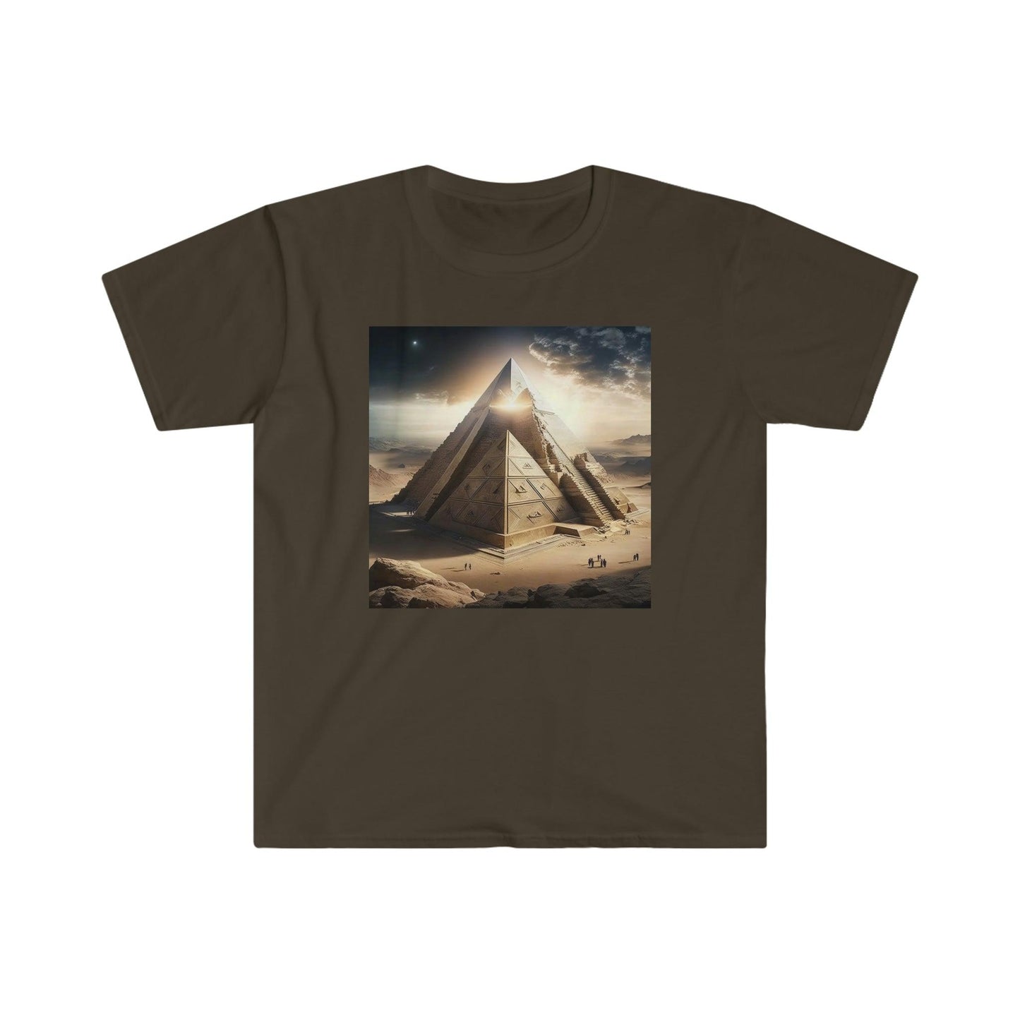 Pyramid Eclipse UFO Men's and Women's Unisex T-Shirt for Festival and Street Wear AI Digital Art v4.0 - Alchemystics.org