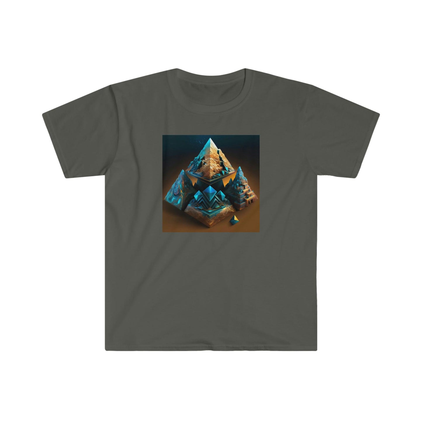 Visionary Ai Art Men's and Women's Unisex Soft Style T-Shirt for Festival and Street Wear Pyramids v3.1 - Alchemystics.org