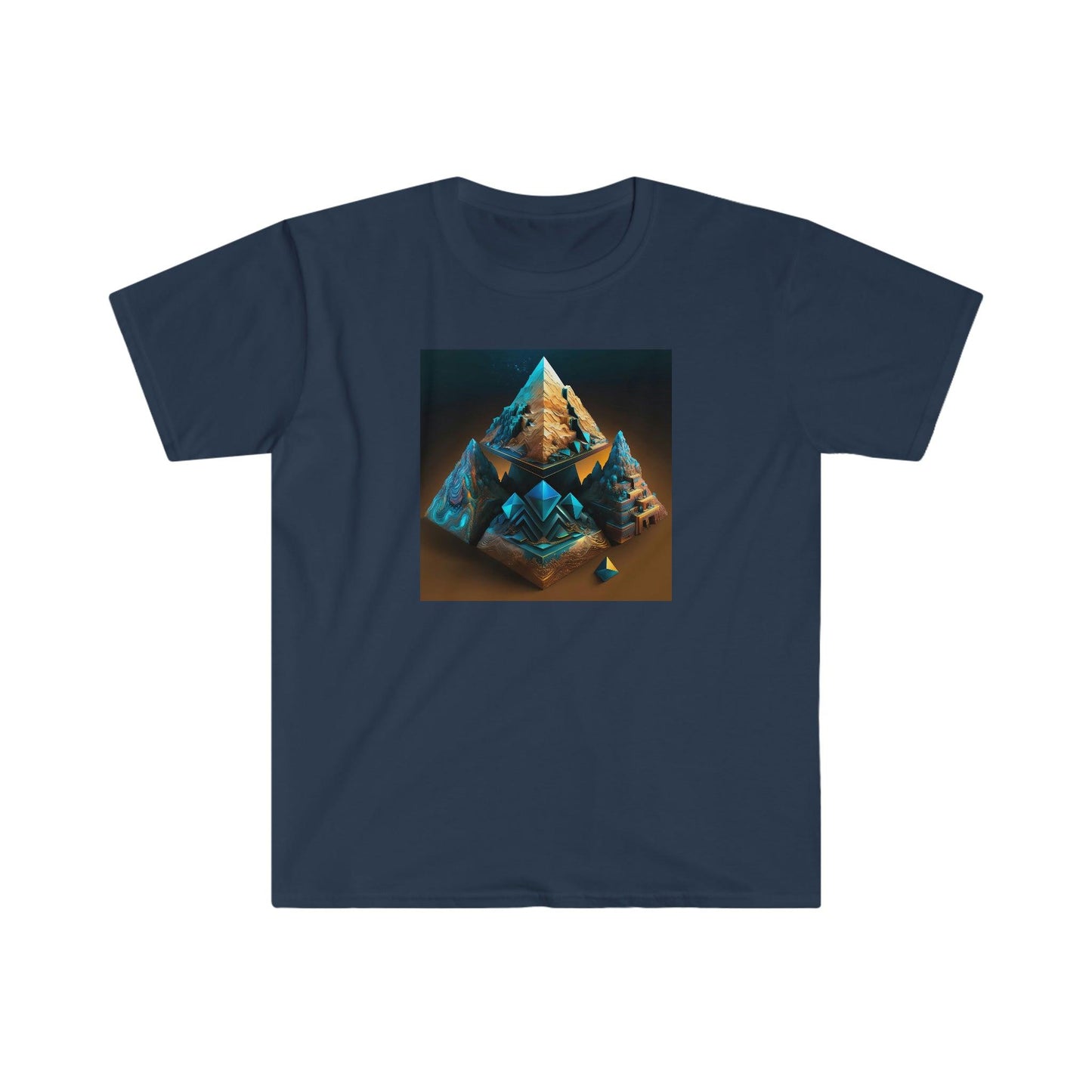 Visionary Ai Art Men's and Women's Unisex Soft Style T-Shirt for Festival and Street Wear Pyramids v3.1 - Alchemystics.org