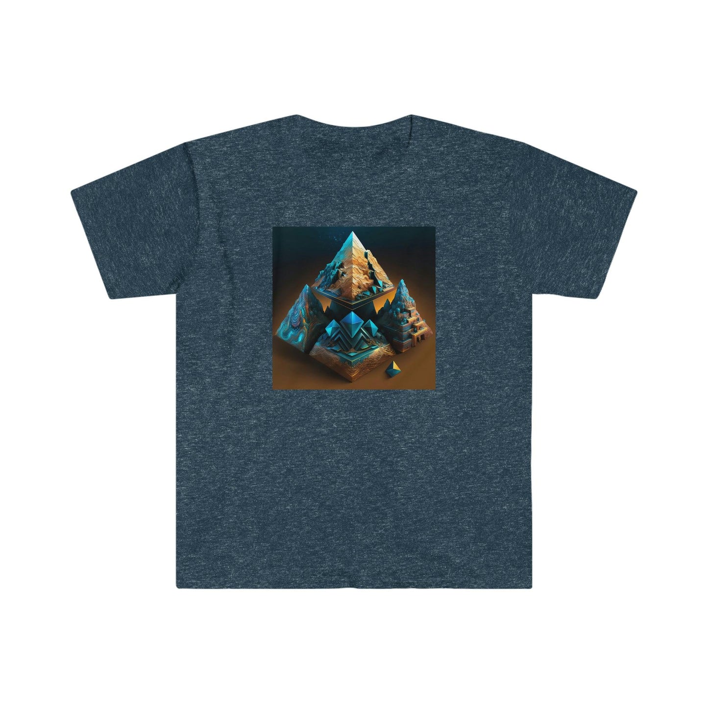 Visionary Ai Art Men's and Women's Unisex Soft Style T-Shirt for Festival and Street Wear Pyramids v3.1 - Alchemystics.org