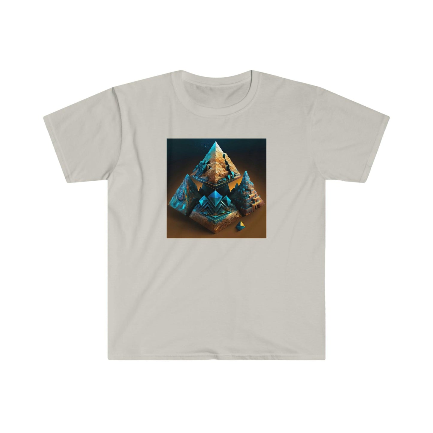 Visionary Ai Art Men's and Women's Unisex Soft Style T-Shirt for Festival and Street Wear Pyramids v3.1 - Alchemystics.org