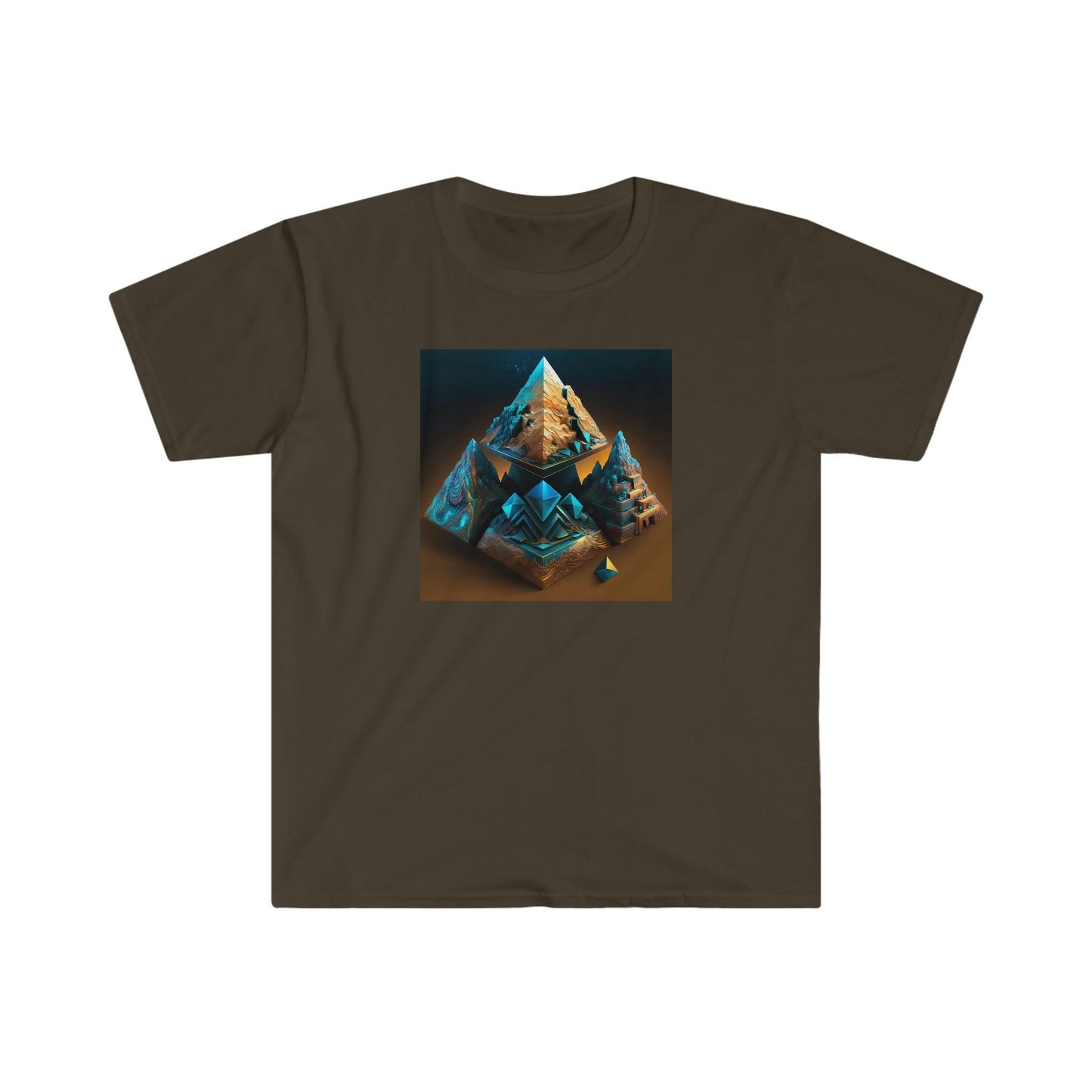 Visionary Ai Art Men's and Women's Unisex Soft Style T-Shirt for Festival and Street Wear Pyramids v3.1 - Alchemystics.org