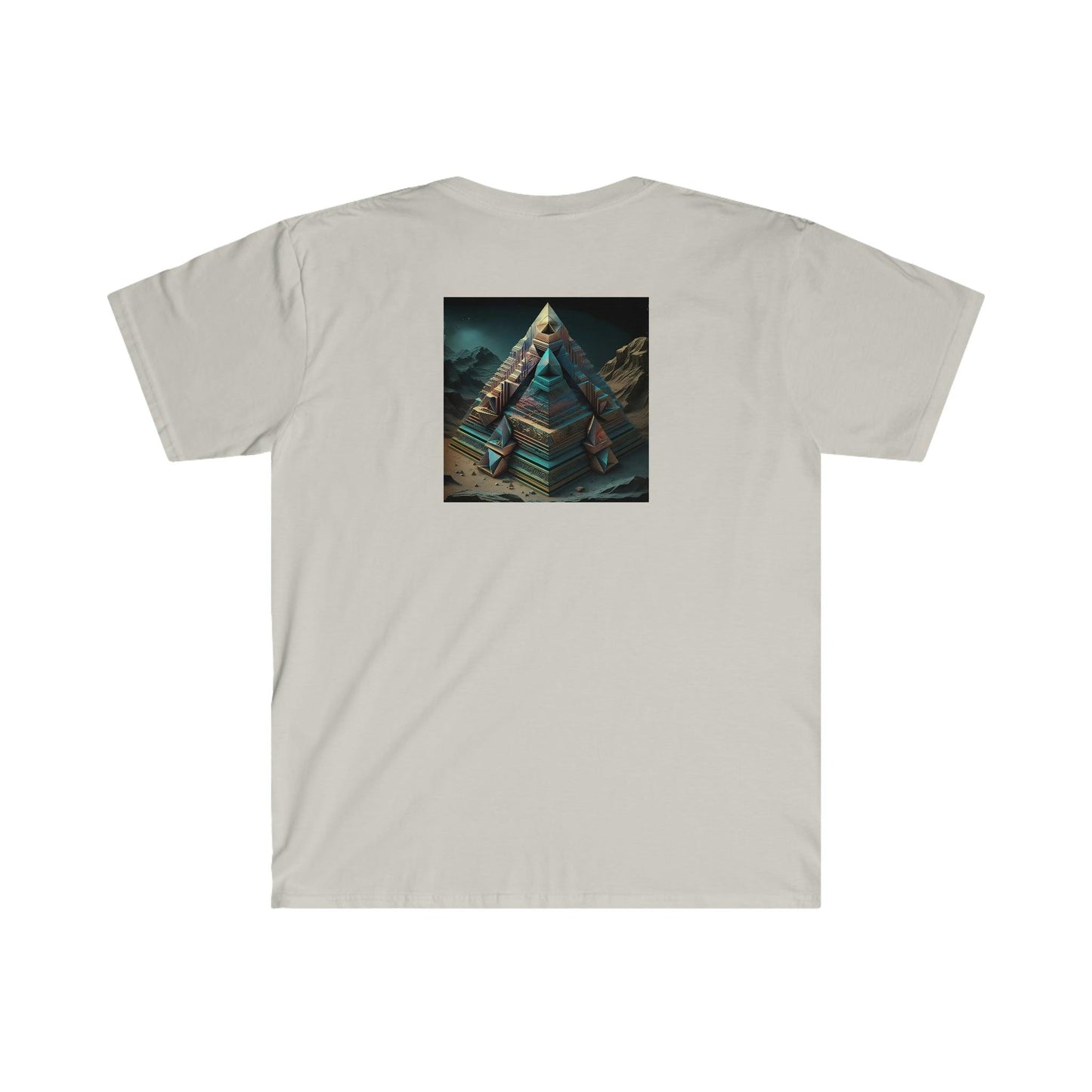 Visionary Psychedelic Ai Art Men's and Women's Unisex Soft Style T-Shirt for Festival and Street Wear Pyramids v1 - Alchemystics.org