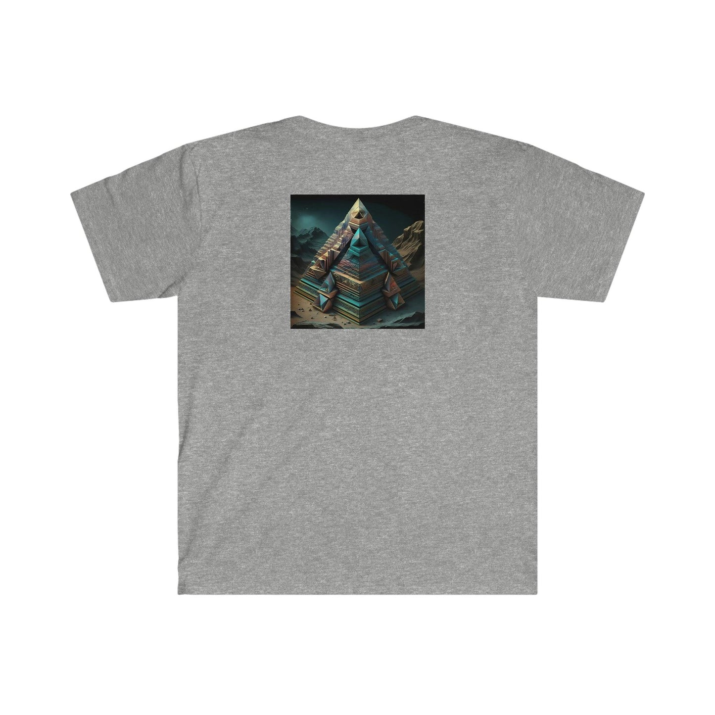 Visionary Psychedelic Ai Art Men's and Women's Unisex Soft Style T-Shirt for Festival and Street Wear Pyramids v1 - Alchemystics.org