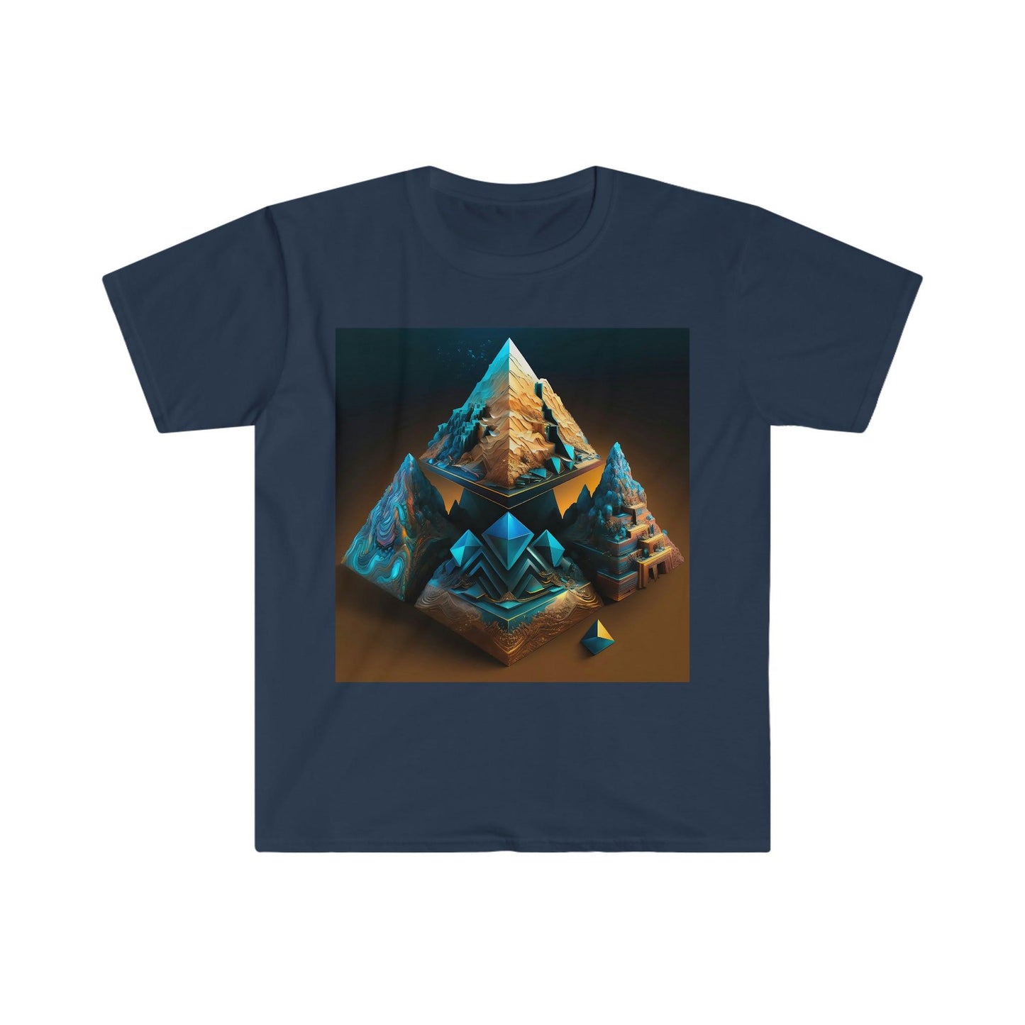 Visionary Psychedelic Ai Art Men's and Women's Unisex Soft Style T-Shirt for Festival and Street Wear Pyramids v3 - Alchemystics.org