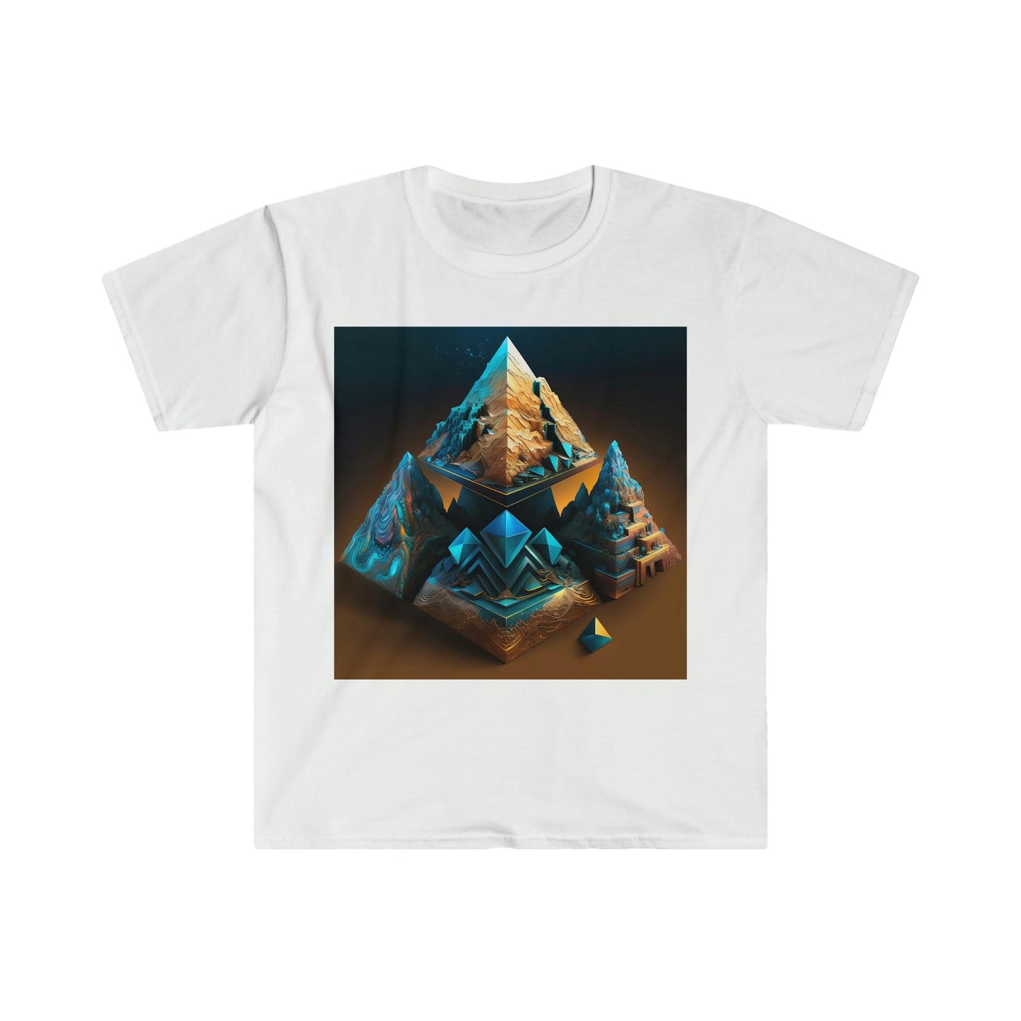 Visionary Psychedelic Ai Art Men's and Women's Unisex Soft Style T-Shirt for Festival and Street Wear Pyramids v3 - Alchemystics.org