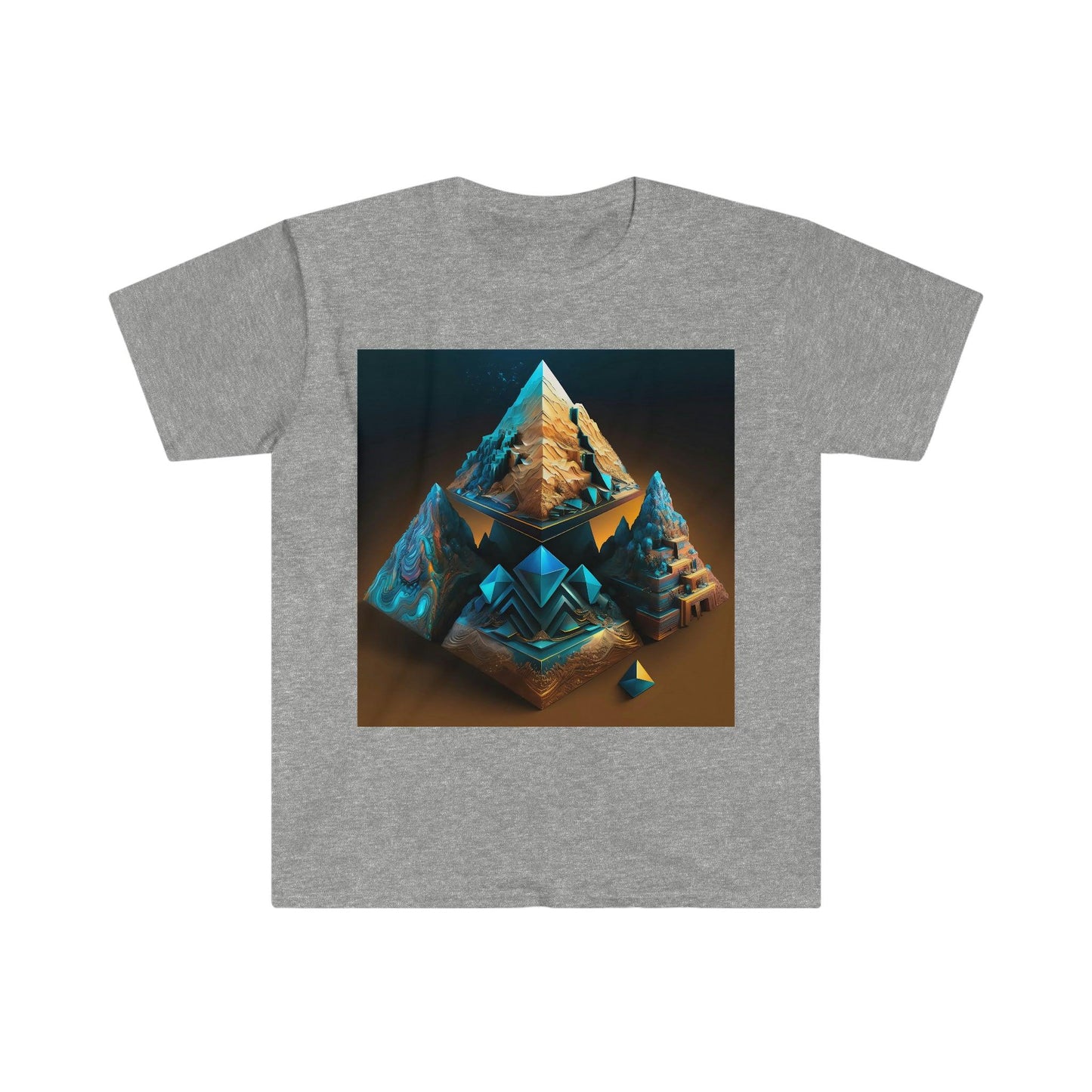 Visionary Psychedelic Ai Art Men's and Women's Unisex Soft Style T-Shirt for Festival and Street Wear Pyramids v3 - Alchemystics.org