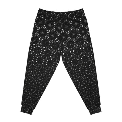 Almost Black Molecule Sacred Geometric Hexagonal Unisex Warm Festie or Trippy Psychedelic Rave Joggers by Meta Zen