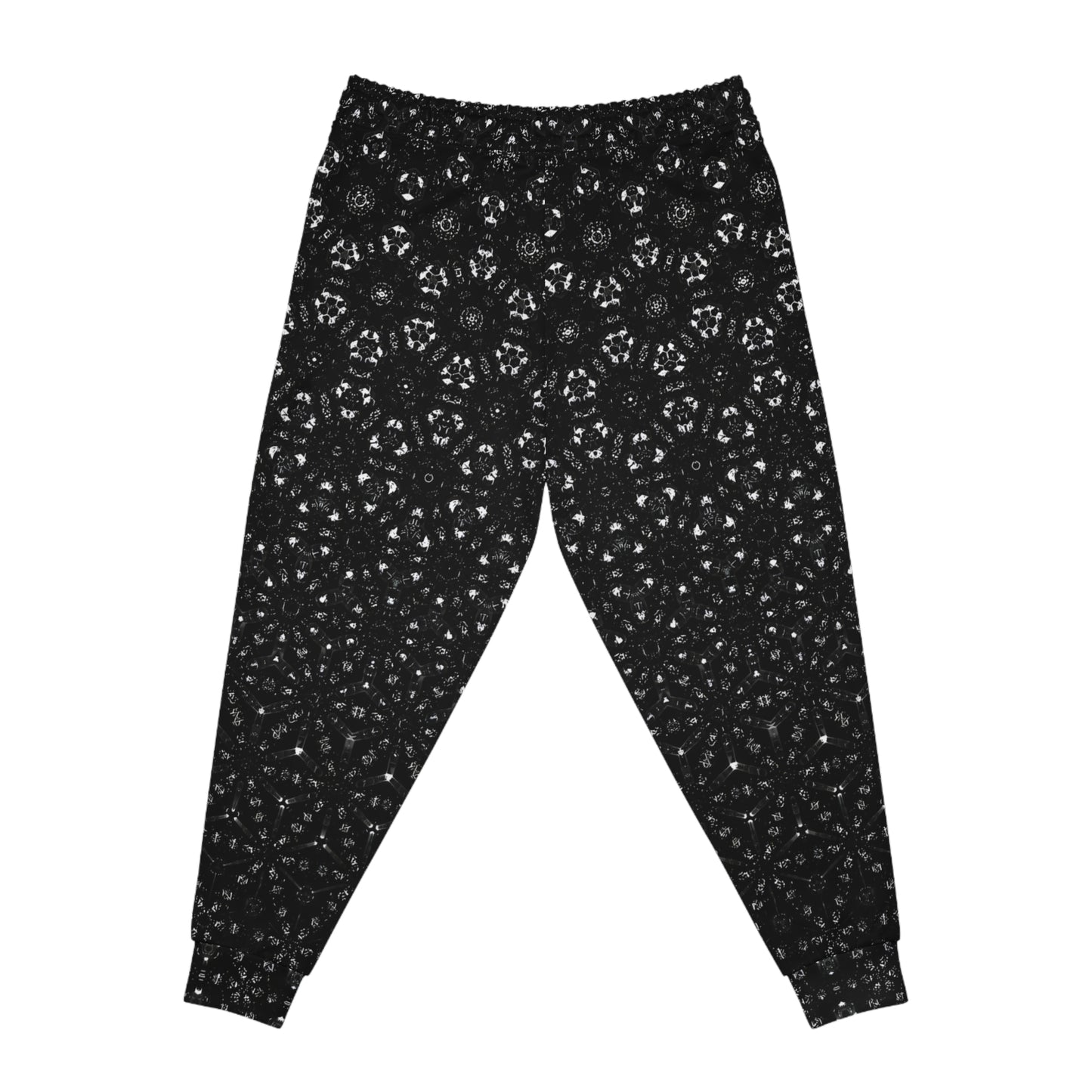 Almost Black Molecule Sacred Geometric Hexagonal Unisex Warm Festie or Trippy Psychedelic Rave Joggers by Meta Zen