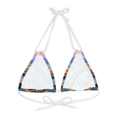 Recursive Dreams Psychedelic Strappy Triangle Bikini Top (AOP) - Rave Festival Party Wear