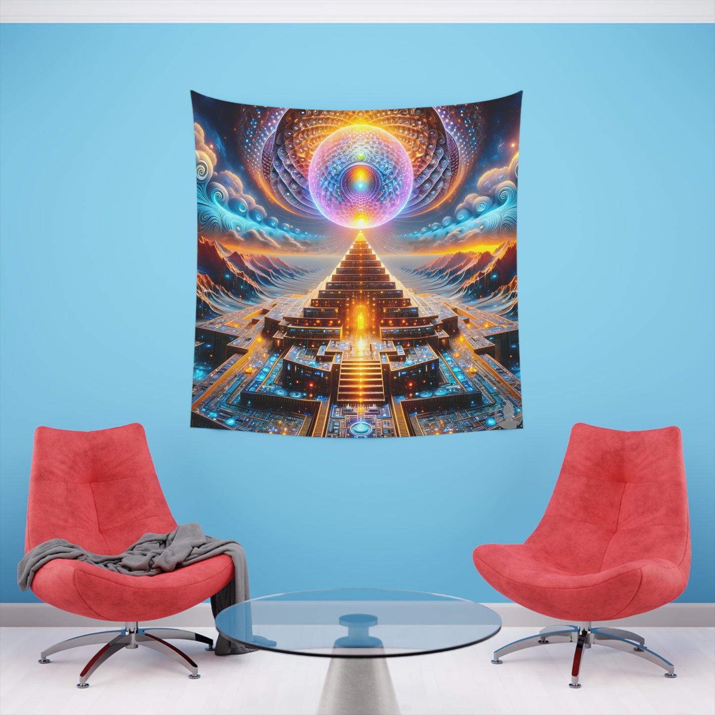 Recursive Technology by Meta Zen - Printed Wall Tapestry 57"x57" - Visionary Psychedelic Art Gift
