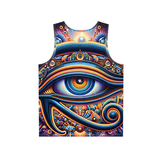 Meta Zen's Journey to the Eclipse at The Egyptian Pyramids - Visionary Psychedelic Ai Art Men's and Women's Unisex Soft Style Tank Top T-Shirt for Festival and Street Wear