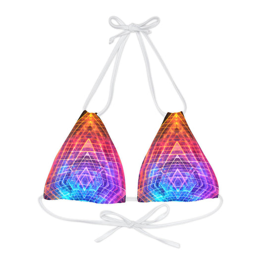 Psychedelic Vibrant Strappy Triangle Bikini Top (AOP) - Festival Rave Wear