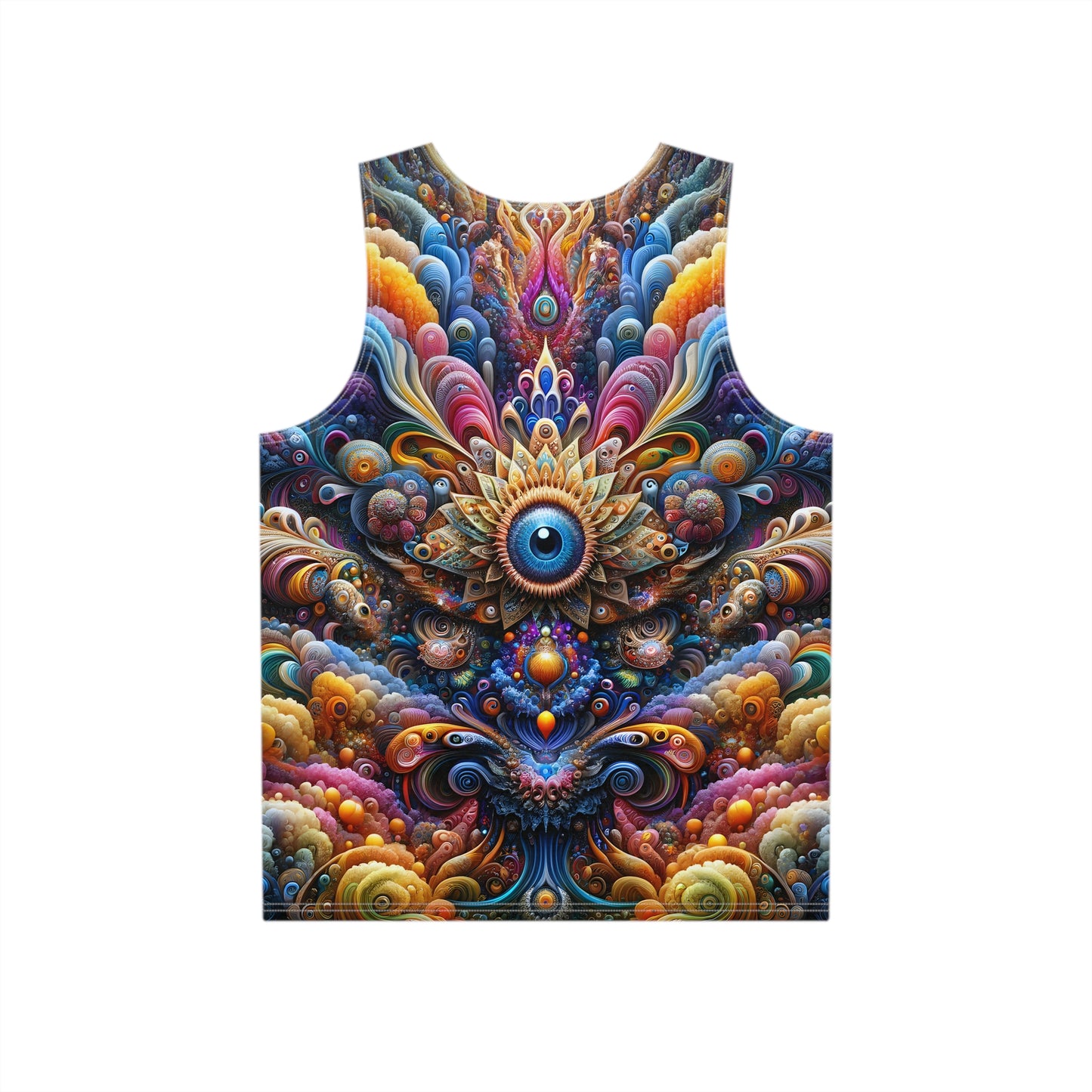 Jewel Eye Flourishing Full All Over Print Visionary Psychedelic Art Men's and Women's Unisex Tank Top T-Shirt for Festival and Street Wear