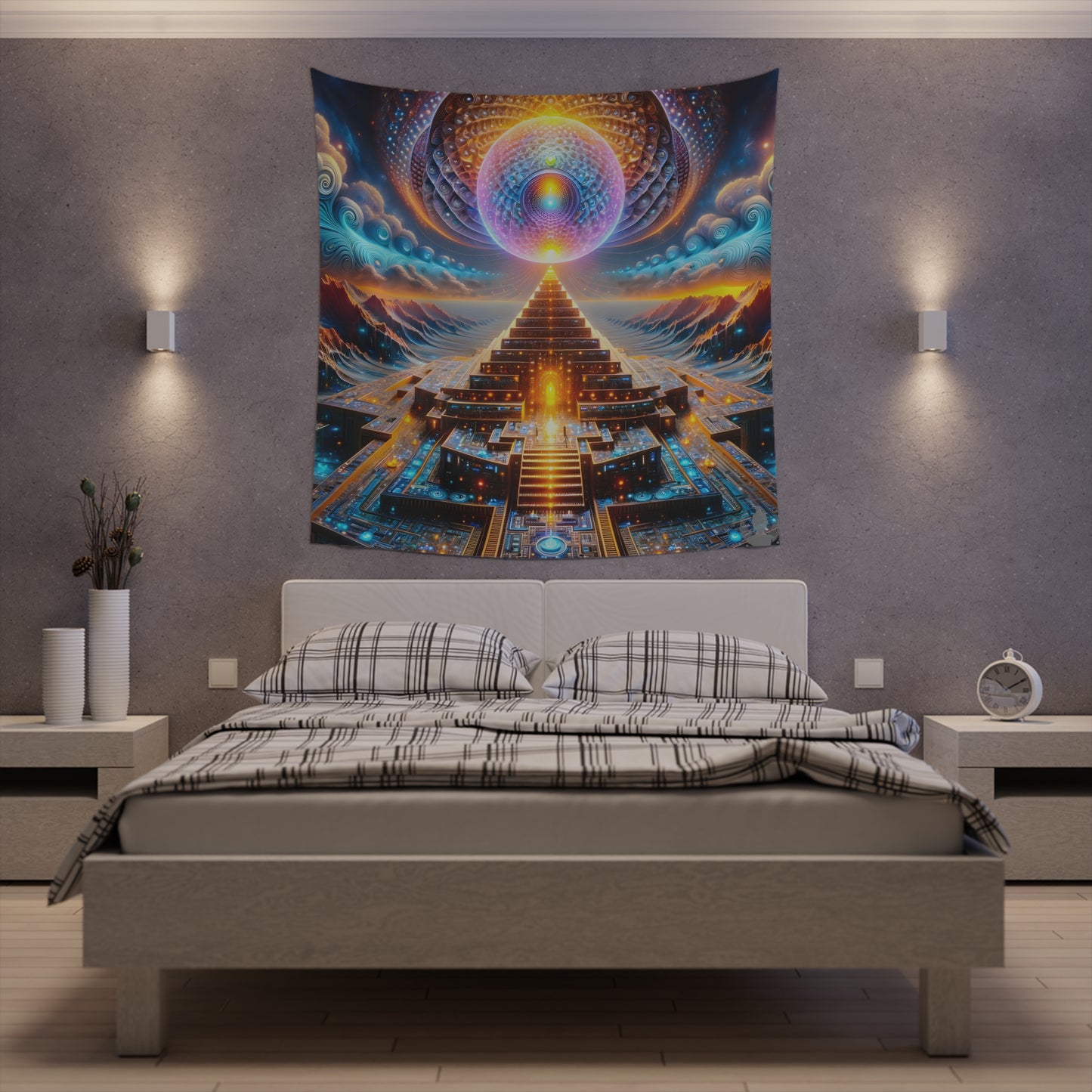 Recursive Technology by Meta Zen - Printed Wall Tapestry 57"x57" - Visionary Psychedelic Art Gift