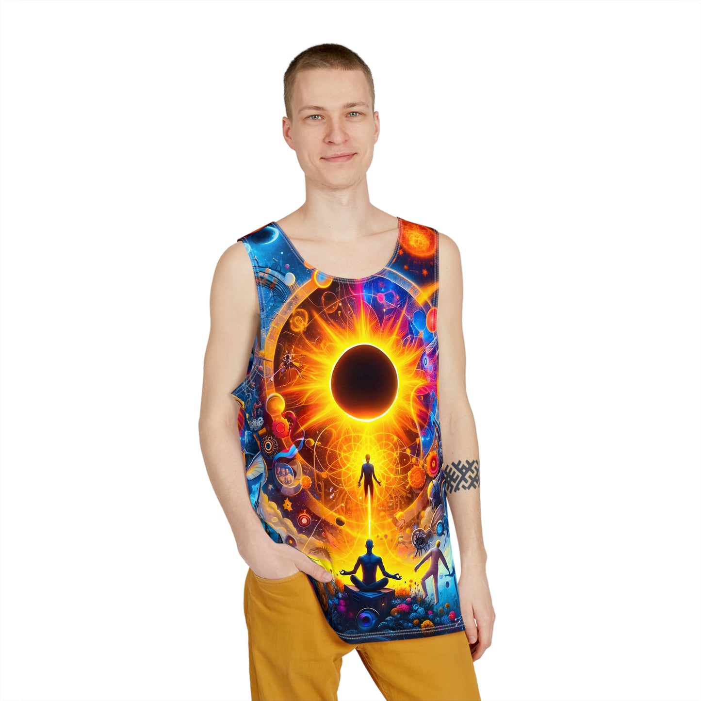 Texas Eclipse 2024 Psychedelic T-shirt Tank Top by Meta Zen - Festival Rave Street Wear