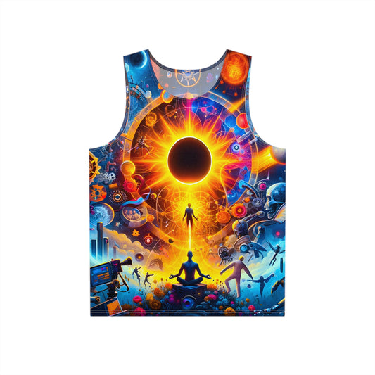 Texas Eclipse 2024 Psychedelic T-shirt Tank Top by Meta Zen - Festival Rave Street Wear