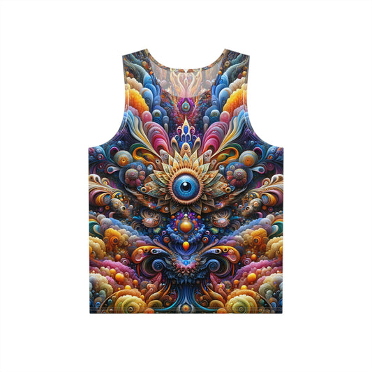 Jewel Eye Flourishing Full All Over Print Visionary Psychedelic Art Men's and Women's Unisex Tank Top T-Shirt for Festival and Street Wear