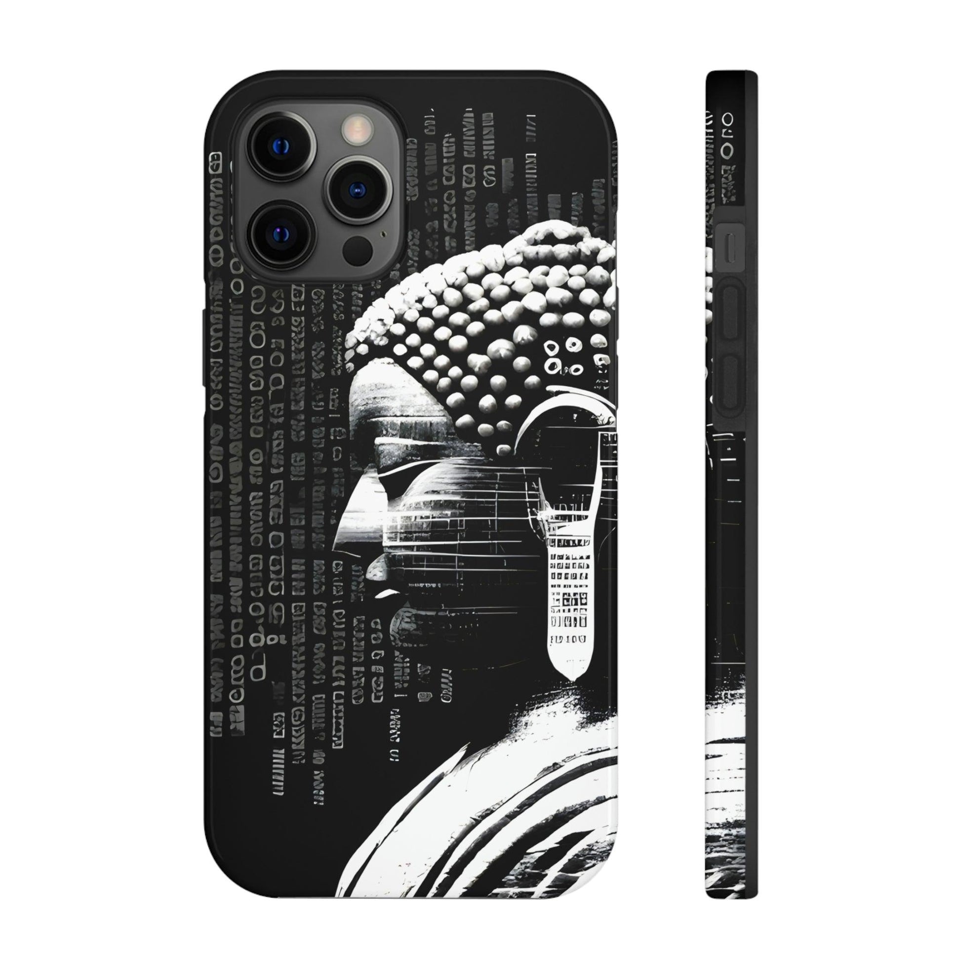 AI-Generated Art Phone Case for Iphone- Meta Zen Buddha Statue - Tough, Unique, Custom Design - Alchemystics.org