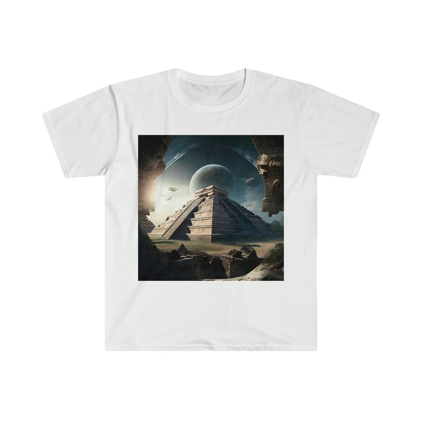 Ancient Aliens AI Digital Art T-shirt v4 - Men's and Women's Unisex Shirt for Festival and Street Wear - Alchemystics.org