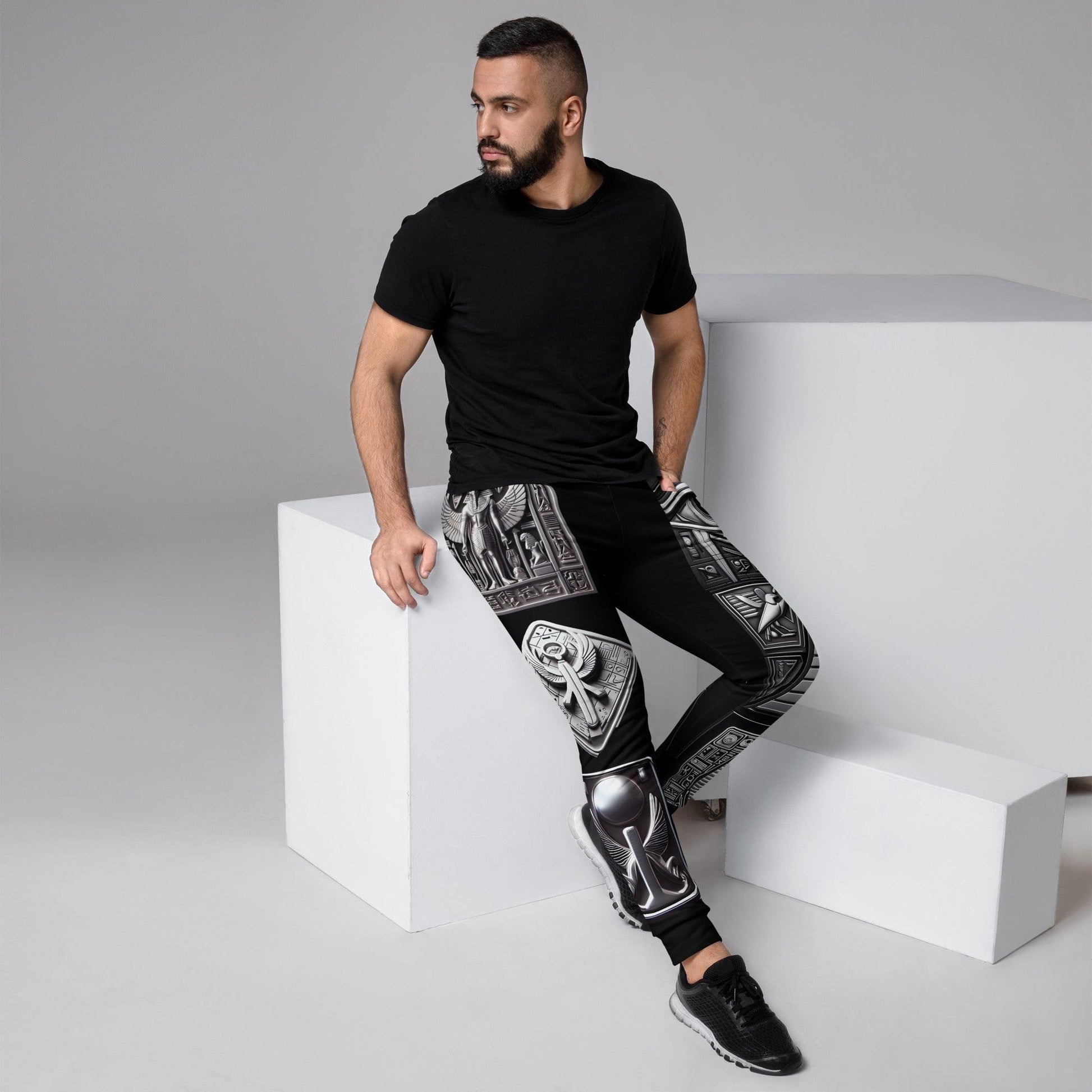 Ascension Pants - Egyptian Hierogliphics Unisex Joggers - Eye of Horus Pyramid Pharaoh v1.1 - Alchemystics.org