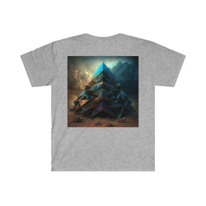 Bismuth Pyramids: Colorful and Surreal Unisex Soft Style Digital and AI Art T-Shirt for Festival and Street Wear v2 - Alchemystics.org