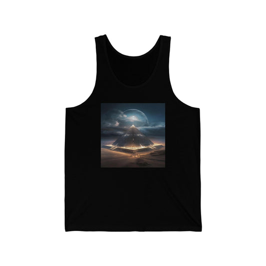Cameron's Journey to the Eclipse at The Egyptian Pyramids - Visionary Psychedelic Ai Art Men's and Women's Unisex Tank Top for Festival and Street Wear - Alchemystics.org
