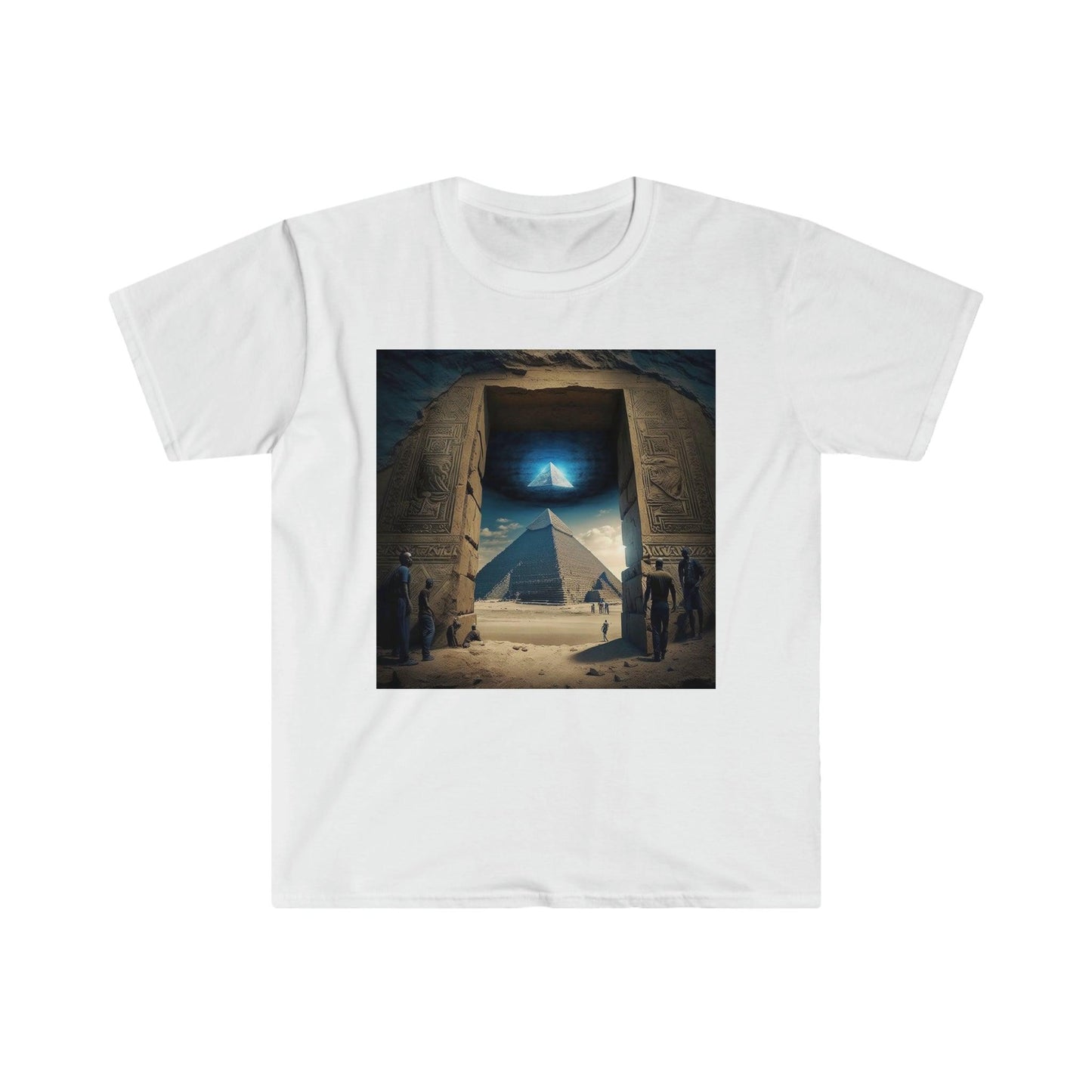 Cosmic Witnesses: Psychedelic Ai Art Men's and Women's Unisex T-Shirt for Festival and Street Wear Pyramids v6.1 - Alchemystics.org