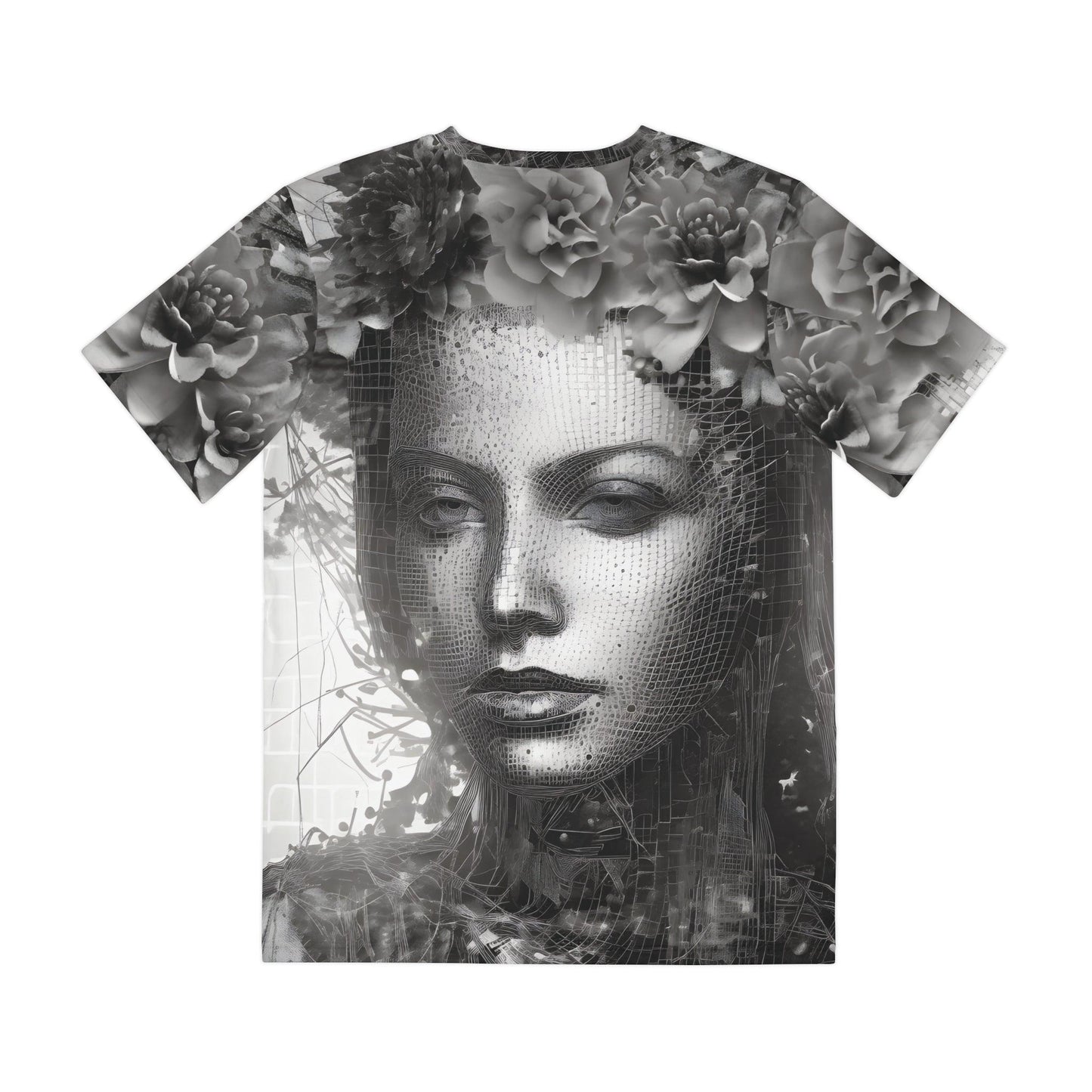 Cyber Matrix Rose Woman B&W Variation - Other Worldly Ethereal Vision Quest Shirt - Alchemystics.org