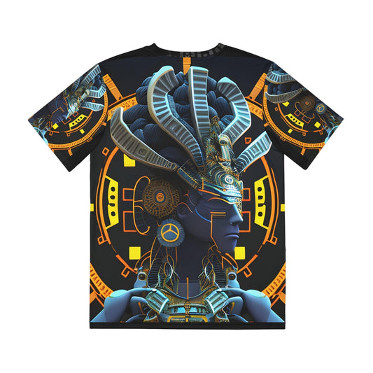 Epic CE Series - Mayan Aztec Robot Alien Warrior Diety - All Over Print (AOP) / Sublimation Design - Digital AI Art T-Shirt for Street or Festival Wear - Alchemystics.org