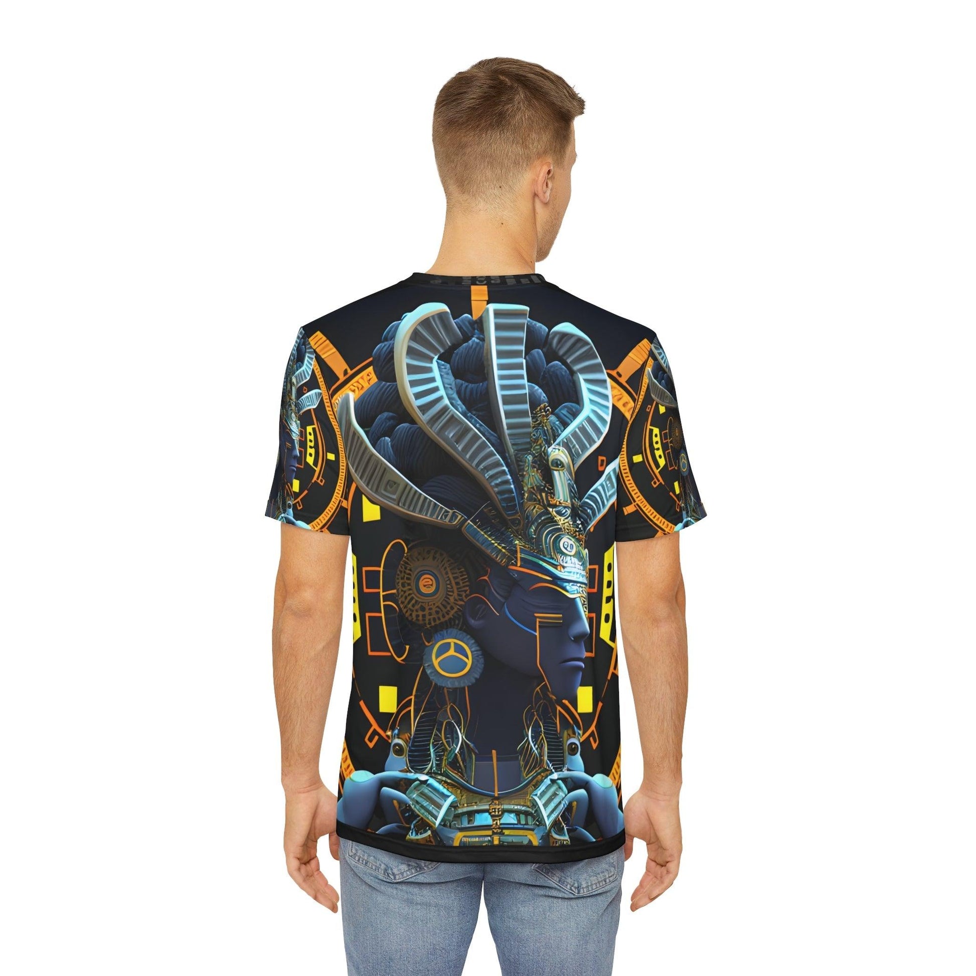 Epic CE Series - Mayan Aztec Robot Alien Warrior Diety - All Over Print (AOP) / Sublimation Design - Digital AI Art T-Shirt for Street or Festival Wear - Alchemystics.org