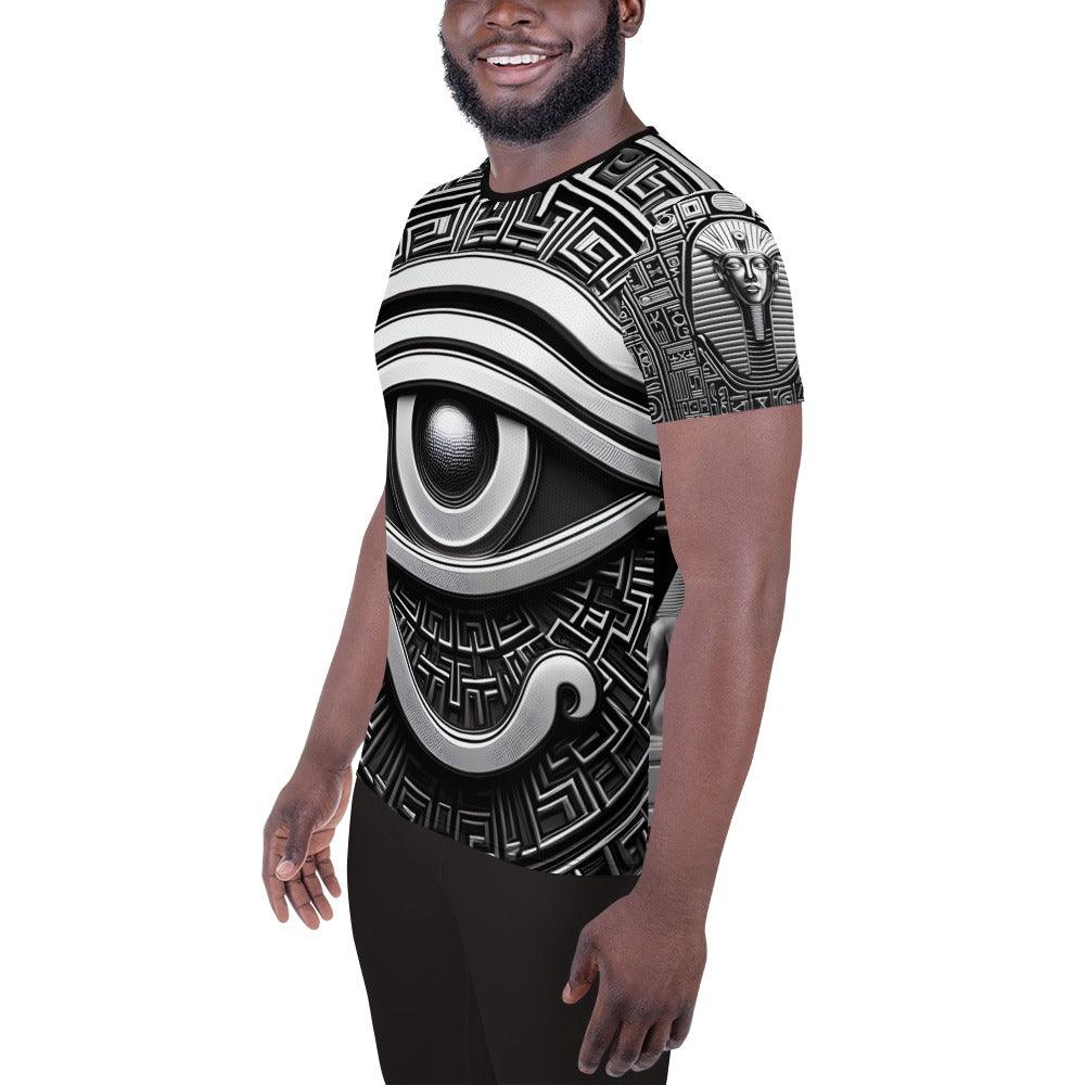 Eye Of Horus Egyptian Hieroglyphics Men's Athletic Sublimation T-shirt by Meta Zen - Alchemystics.org