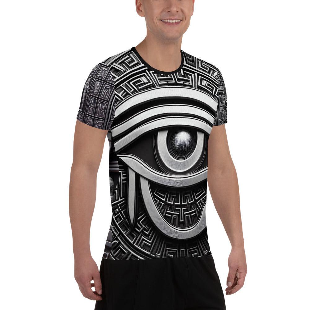 Eye Of Horus Egyptian Hieroglyphics Men's Athletic Sublimation T-shirt by Meta Zen - Alchemystics.org