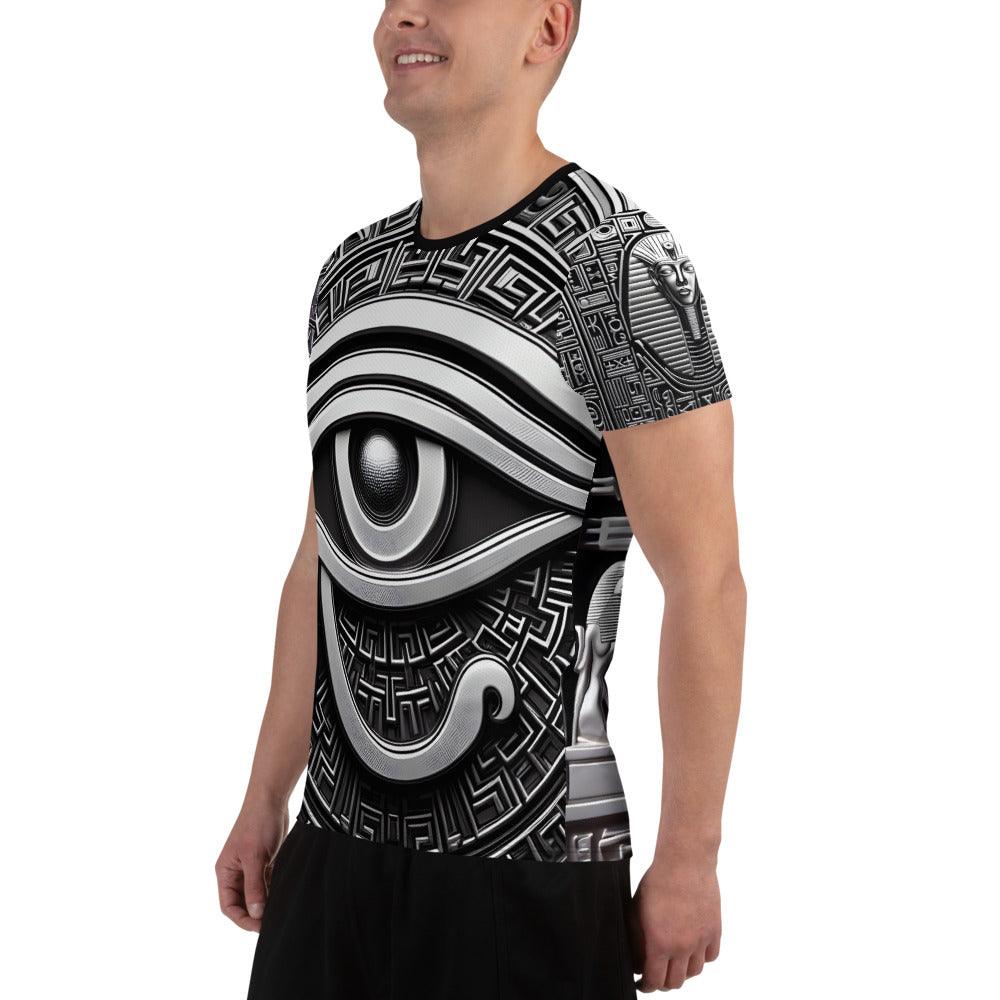 Eye Of Horus Egyptian Hieroglyphics Men's Athletic Sublimation T-shirt by Meta Zen - Alchemystics.org