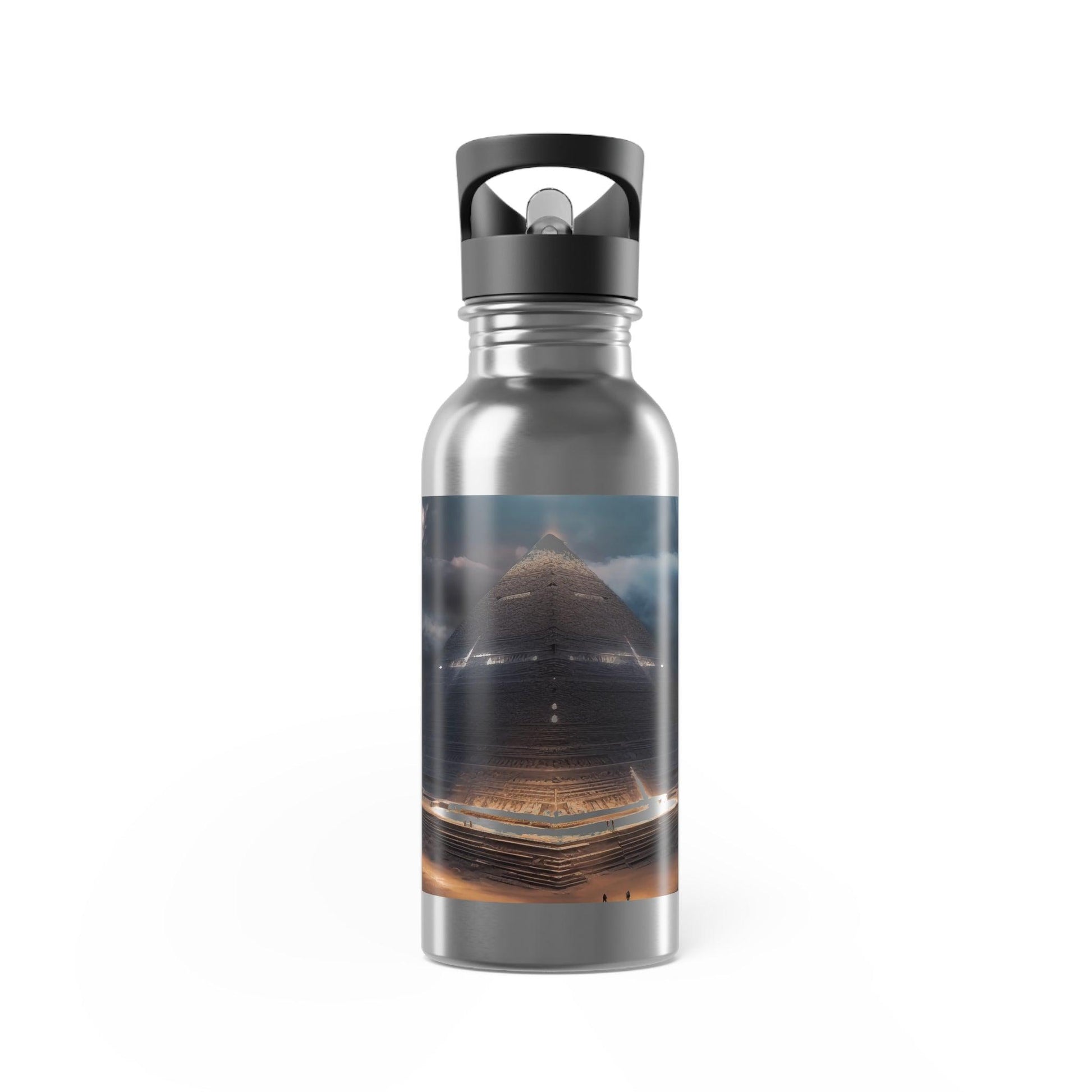 Harness the Energizing Power of the Egyptian Pyramid Eclipse Magic with Our Illuminated Stainless Steel Water Bottle with Straw 20oz - Alchemystics.org