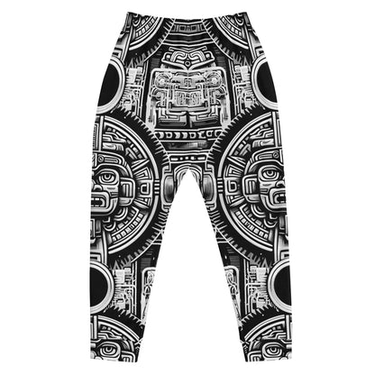 Mayan Aztec Hieroglyphic Tribal Unisex Festival Rave Jogger Pants by Meta Zen v1.0 - Alchemystics.org