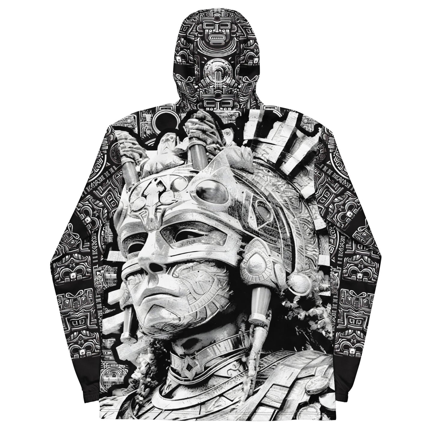 Mayan / Aztec Warrior All Over Print Unisex Windbreaker with Zippered Pockets by Metz Zen v1.0 - Alchemystics.org